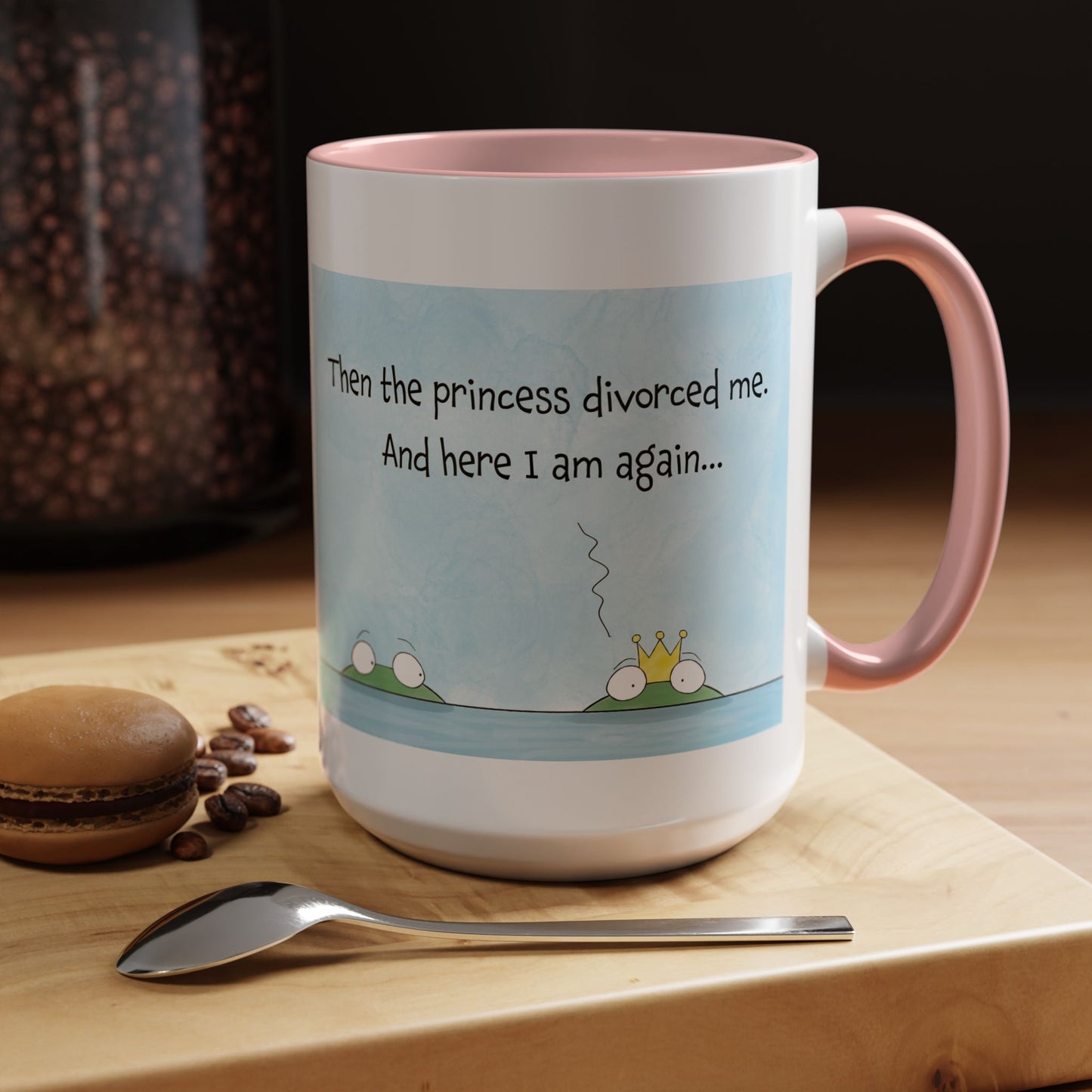 The Divorce The Frog Prince And The Princess Kiss Fairy Tale Cartoon Accent Mug 11oz