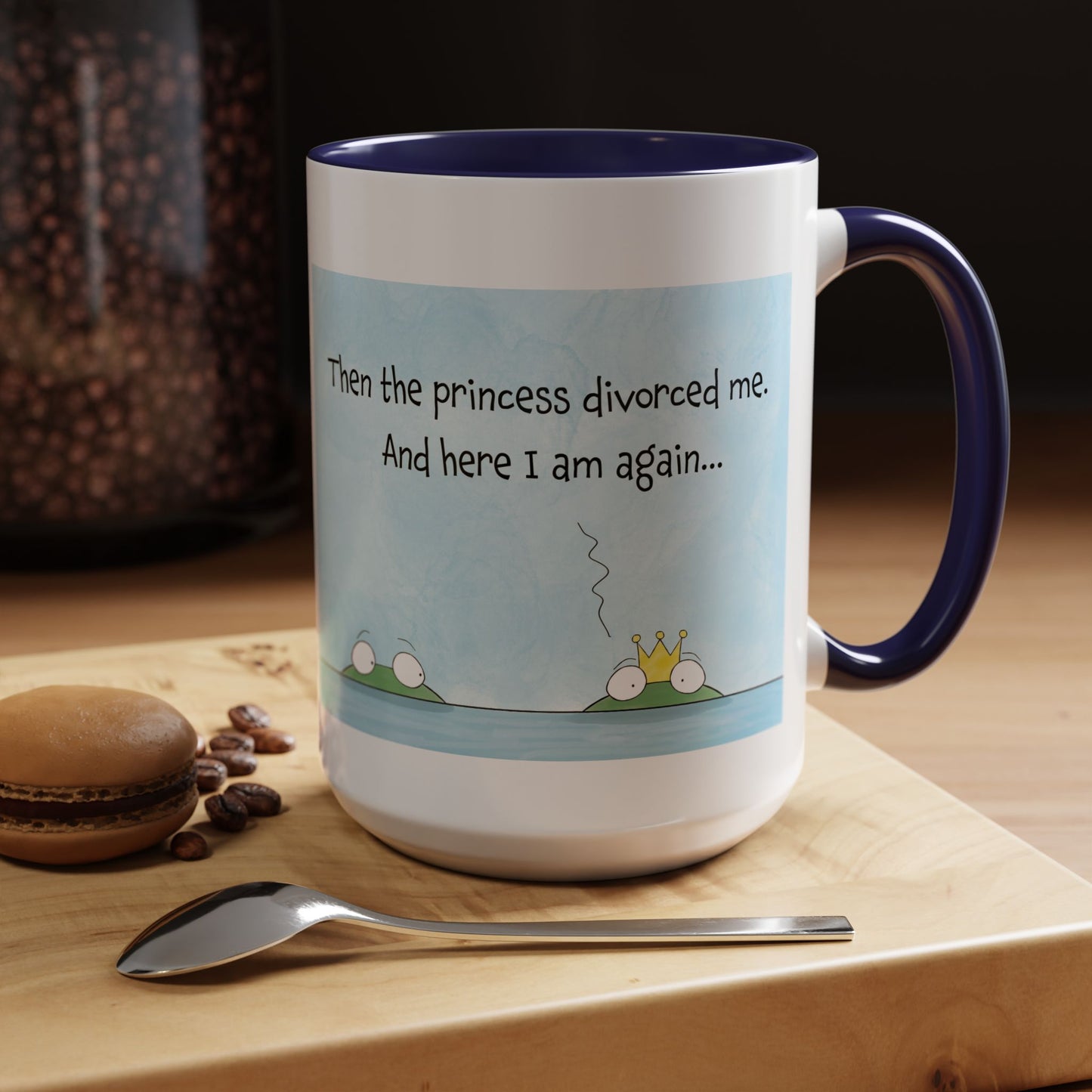 The Divorce The Frog Prince And The Princess Kiss Fairy Tale Cartoon Accent Mug 11oz
