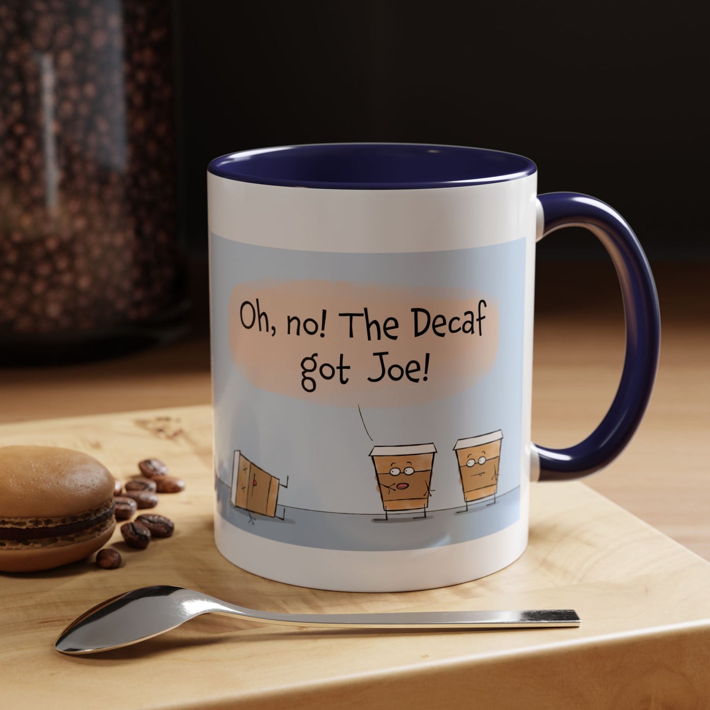 Pun With Funny Paper Coffee Cups And The Decaf Coffee Colorful Accent Mug 11oz