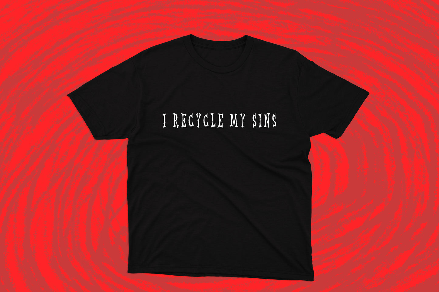 Sarcastic Humor Joke Hell And Heavens Black T-Shirt With White White Letters Unisex Softstyle Cotton Shirt