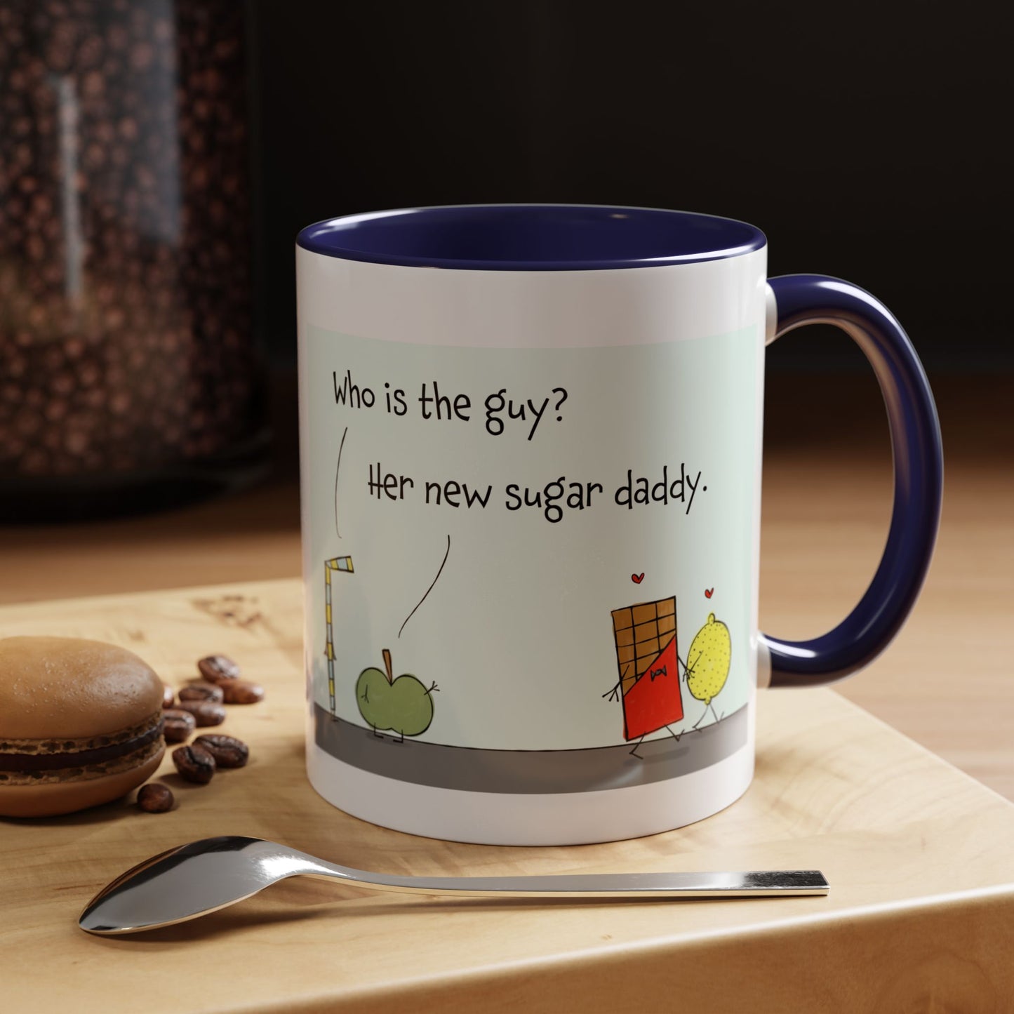 Pun With the Chocolate Sugar Daddy And The Lemon Girlfriend Accent Coffee Mug 11oz