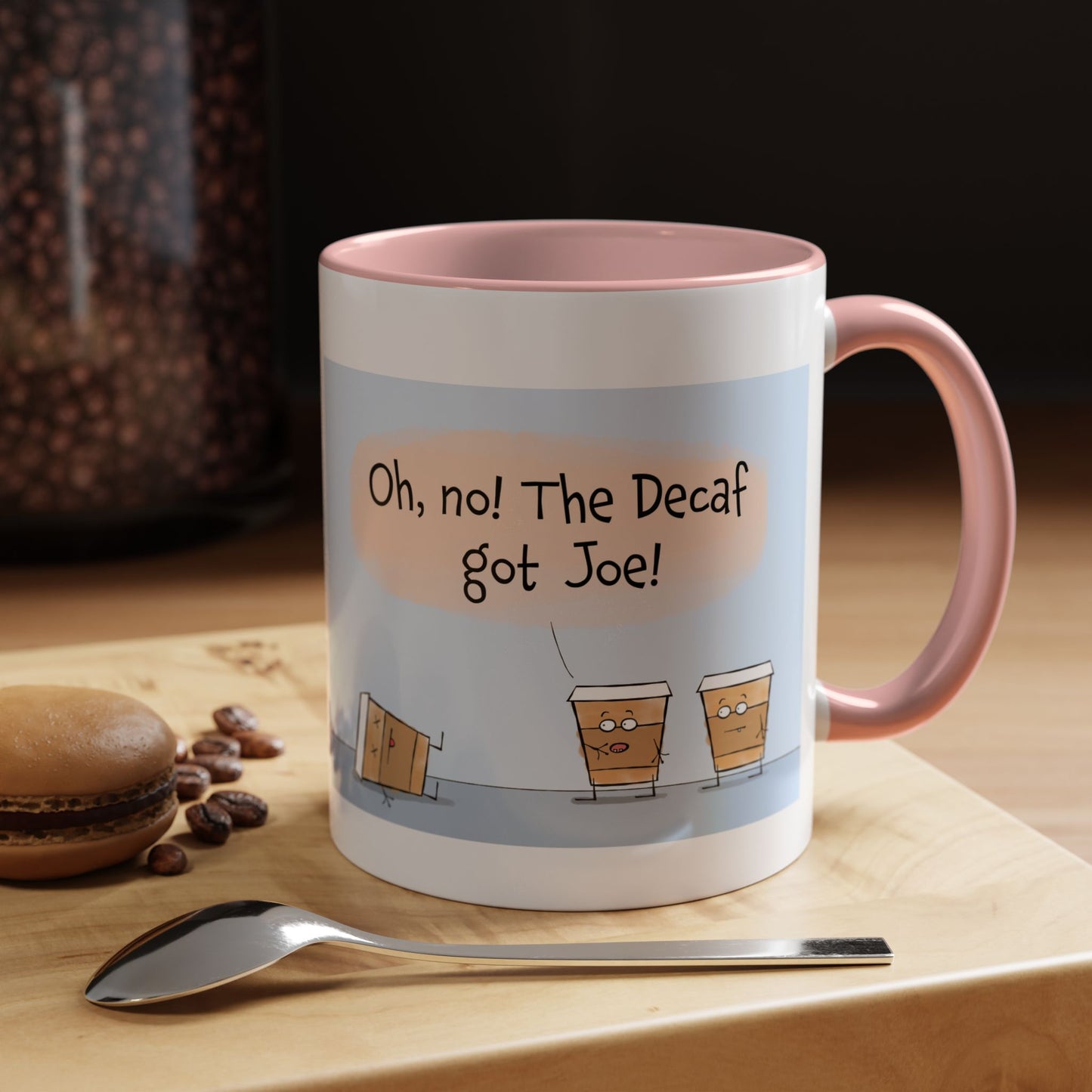 Pun With Funny Paper Coffee Cups And The Decaf Coffee Colorful Accent Mug 11oz