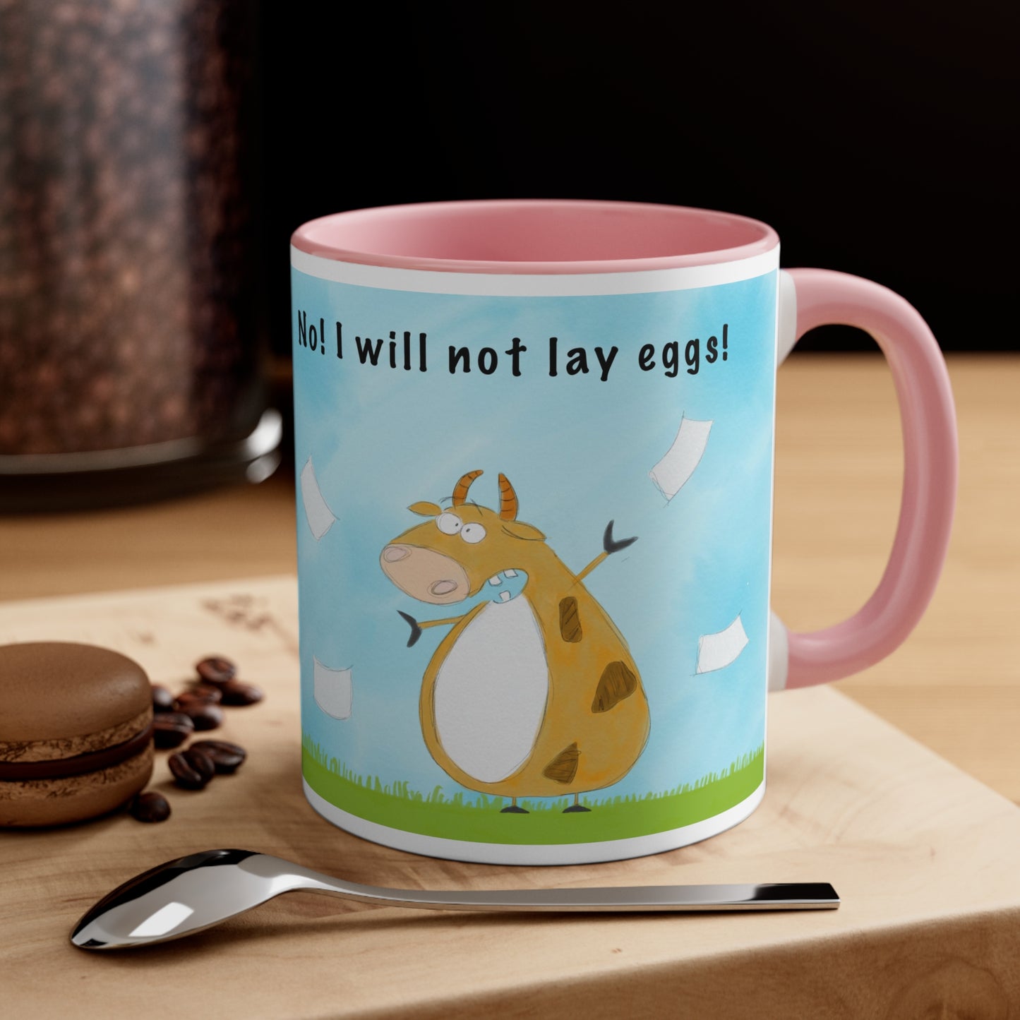 Cartoon With Funny Cow Who Works In A Corporate Office Two-Accent Mug 11oz and 15oz