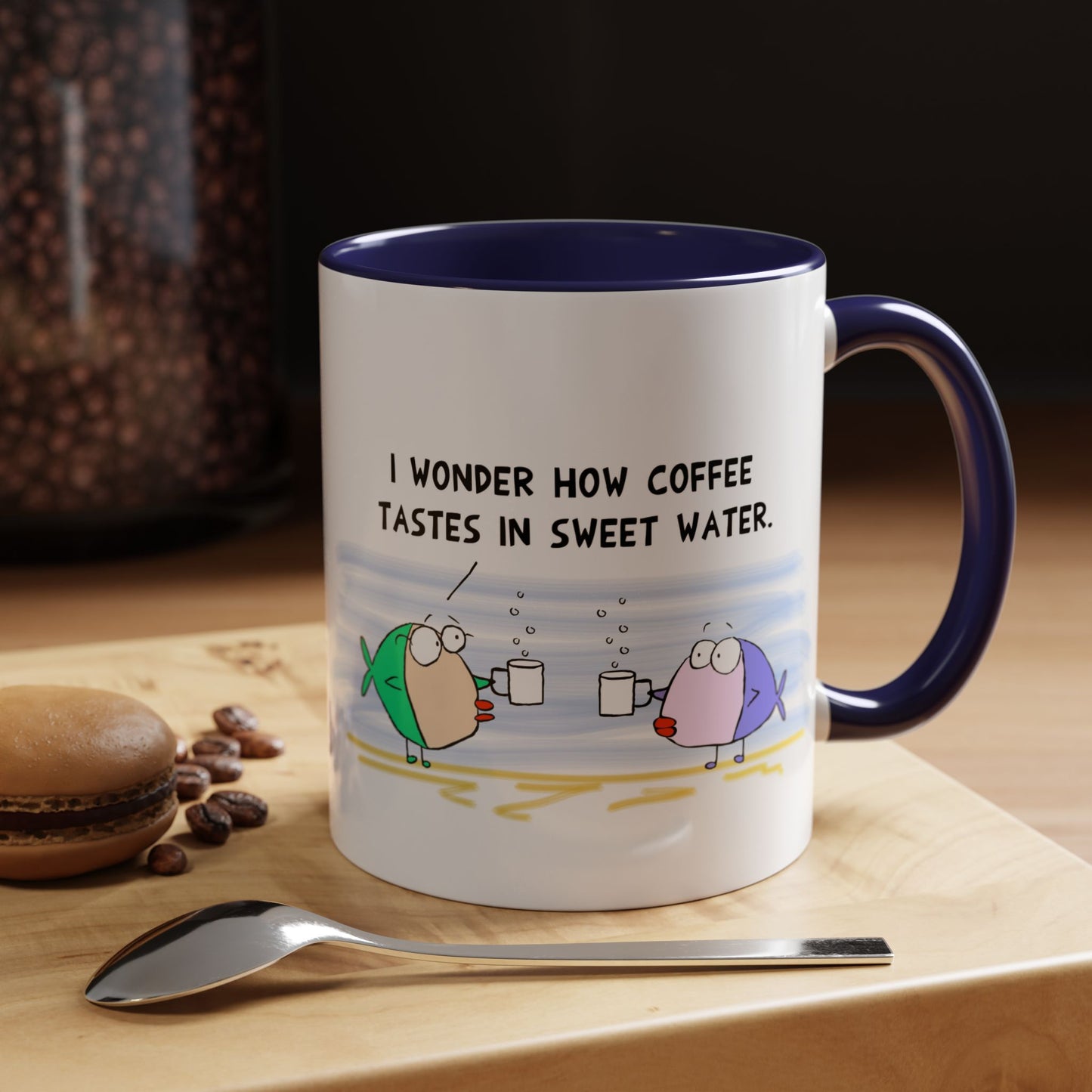Funny Fish Drinking Coffee In The Ocean Talking About The Coffee Taste Coffee Mug (11, 15oz)