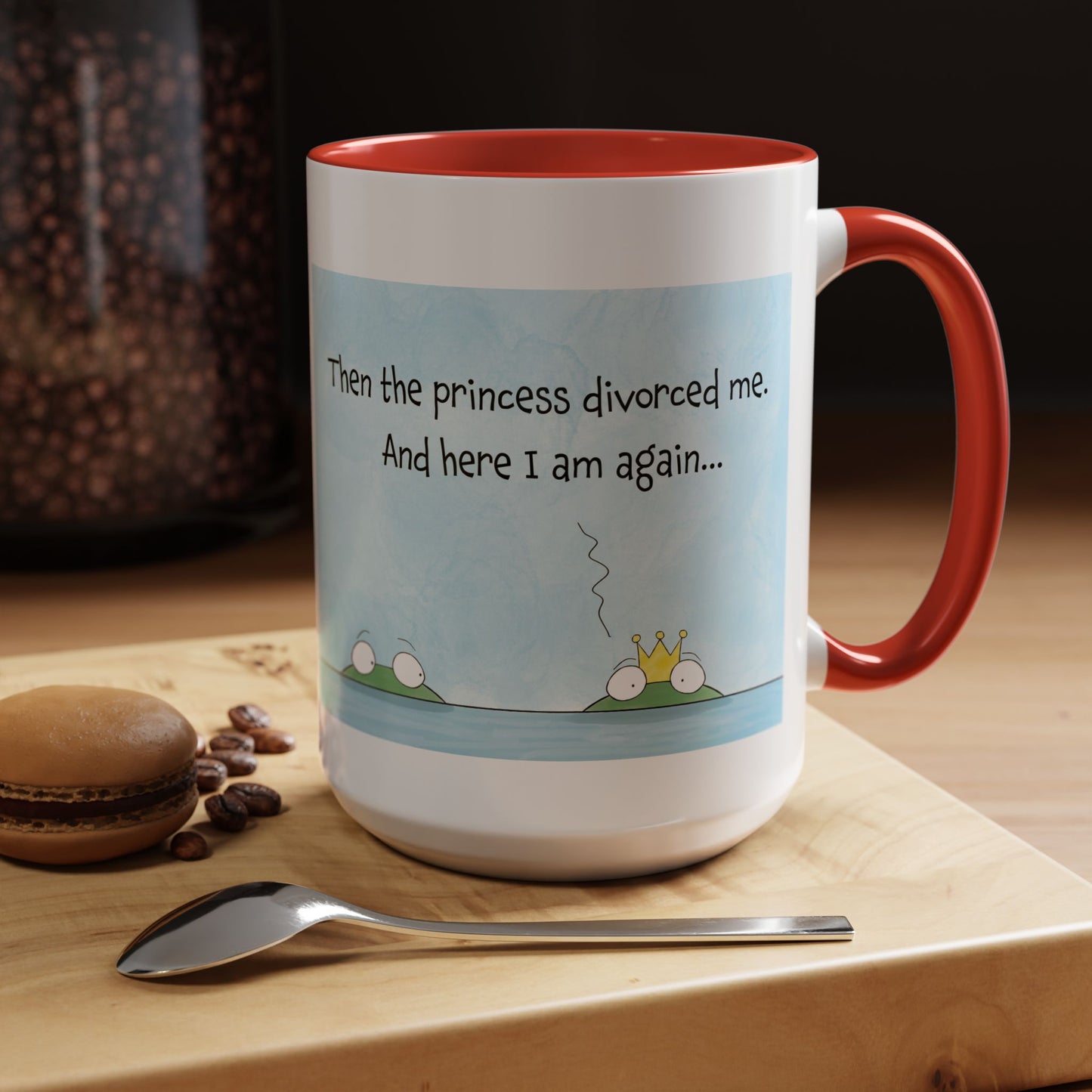 The Divorce The Frog Prince And The Princess Kiss Fairy Tale Cartoon Accent Mug 11oz