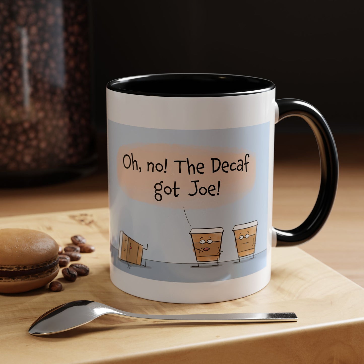 Pun With Funny Paper Coffee Cups And The Decaf Coffee Colorful Accent Mug 11oz