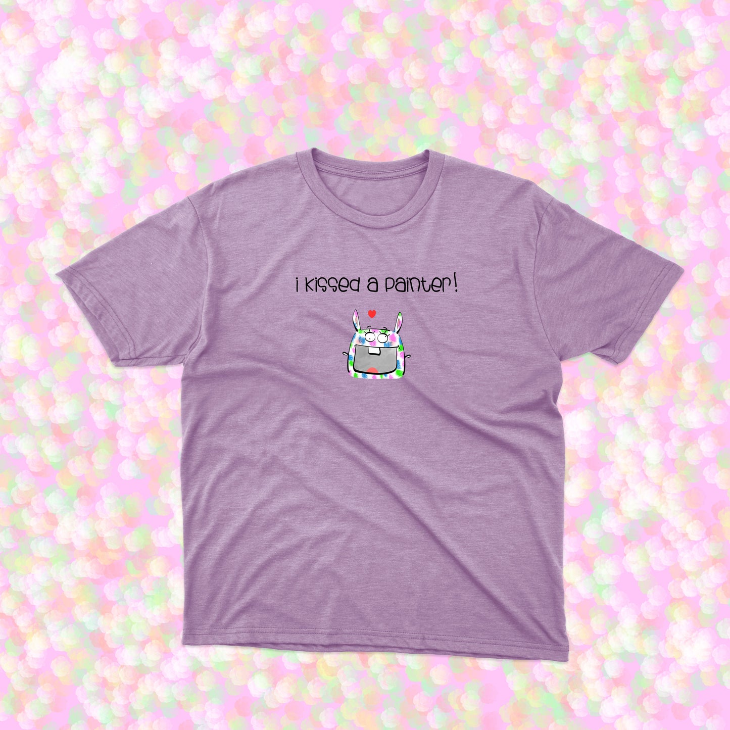 White Bunny Artist In Love Covered In Paint I Kissed A Painter shirt for girls