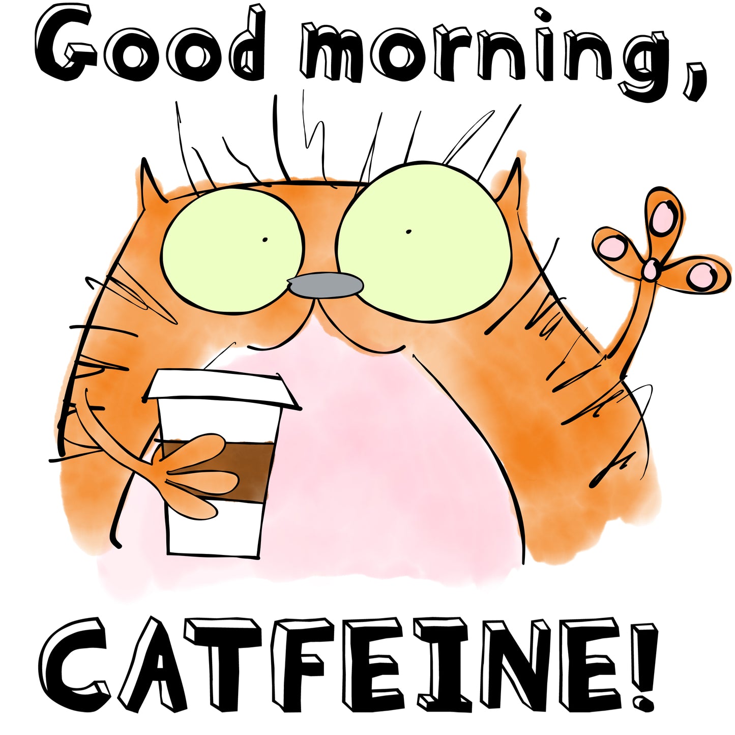 Cat Lovers Pun With A Funny Orange Feline Drinking Starbucks Coffee 11oz and 15oz Accented Mug