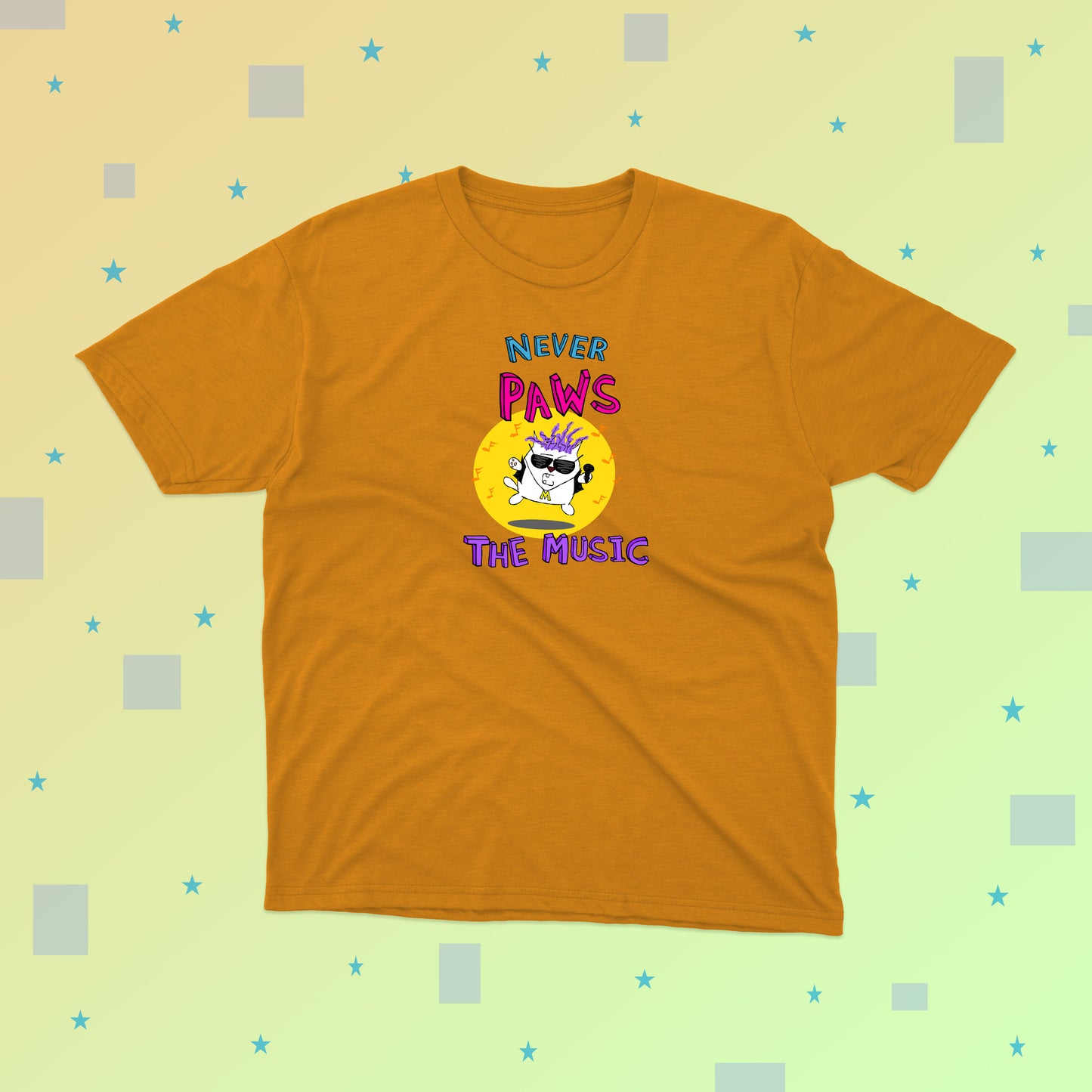 Funny Cat Rock Star Is Singing Never Pause The Music classic t-shirt for pre-teens and teenagers