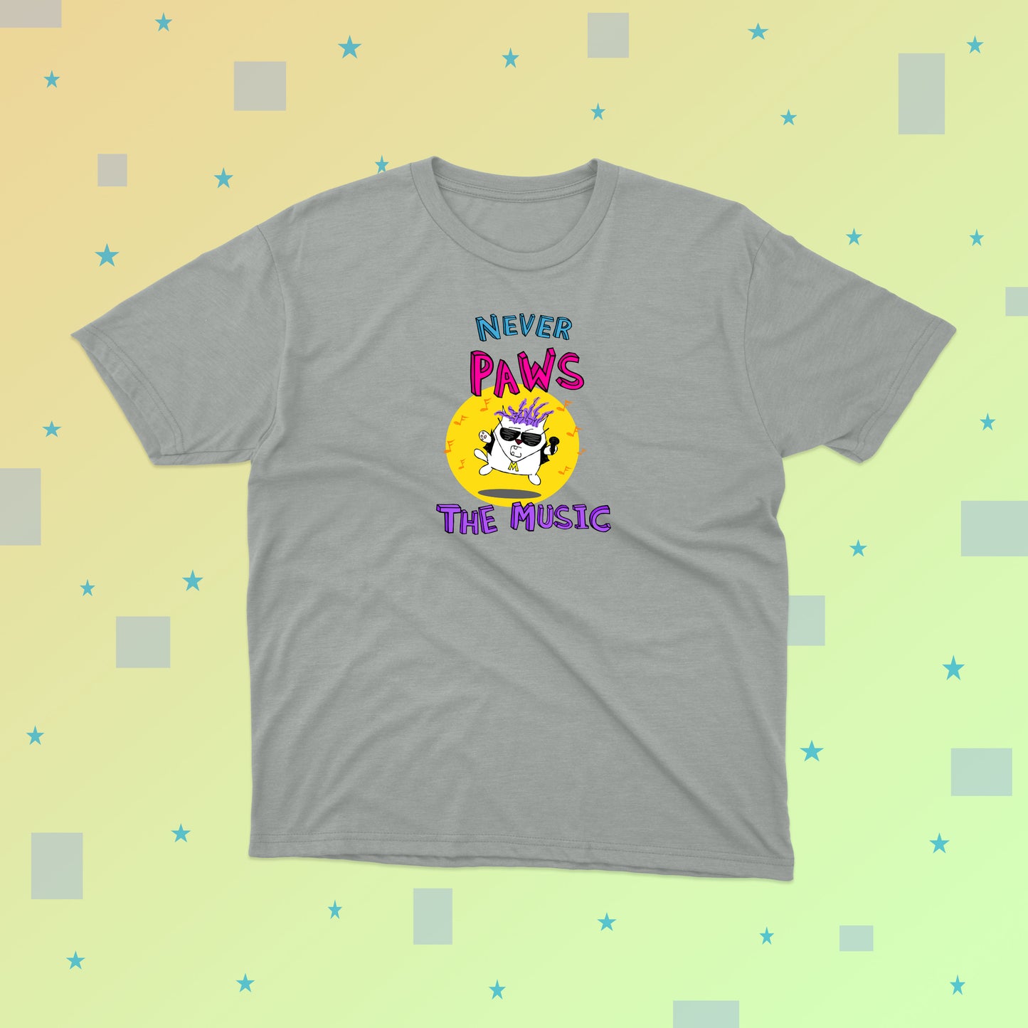 Funny Cat Rock Star Is Singing Never Pause The Music classic t-shirt for pre-teens and teenagers