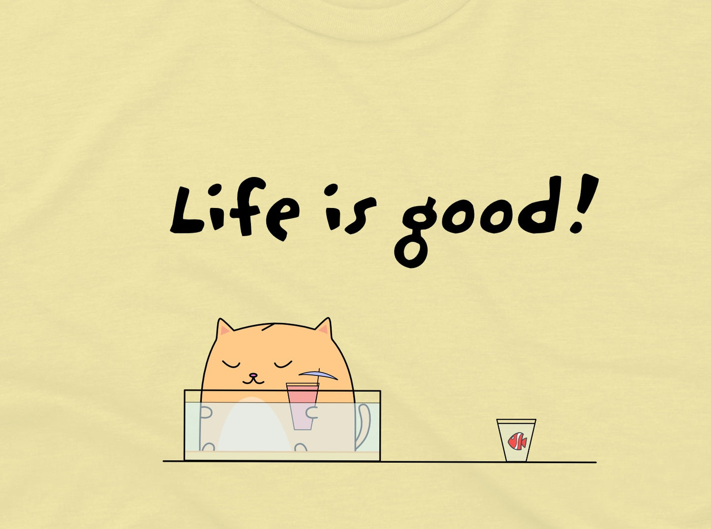 Life Is Good Funny Orange Cat Sitting In A Fish Tank Sipping A Cocktail Youth Tee