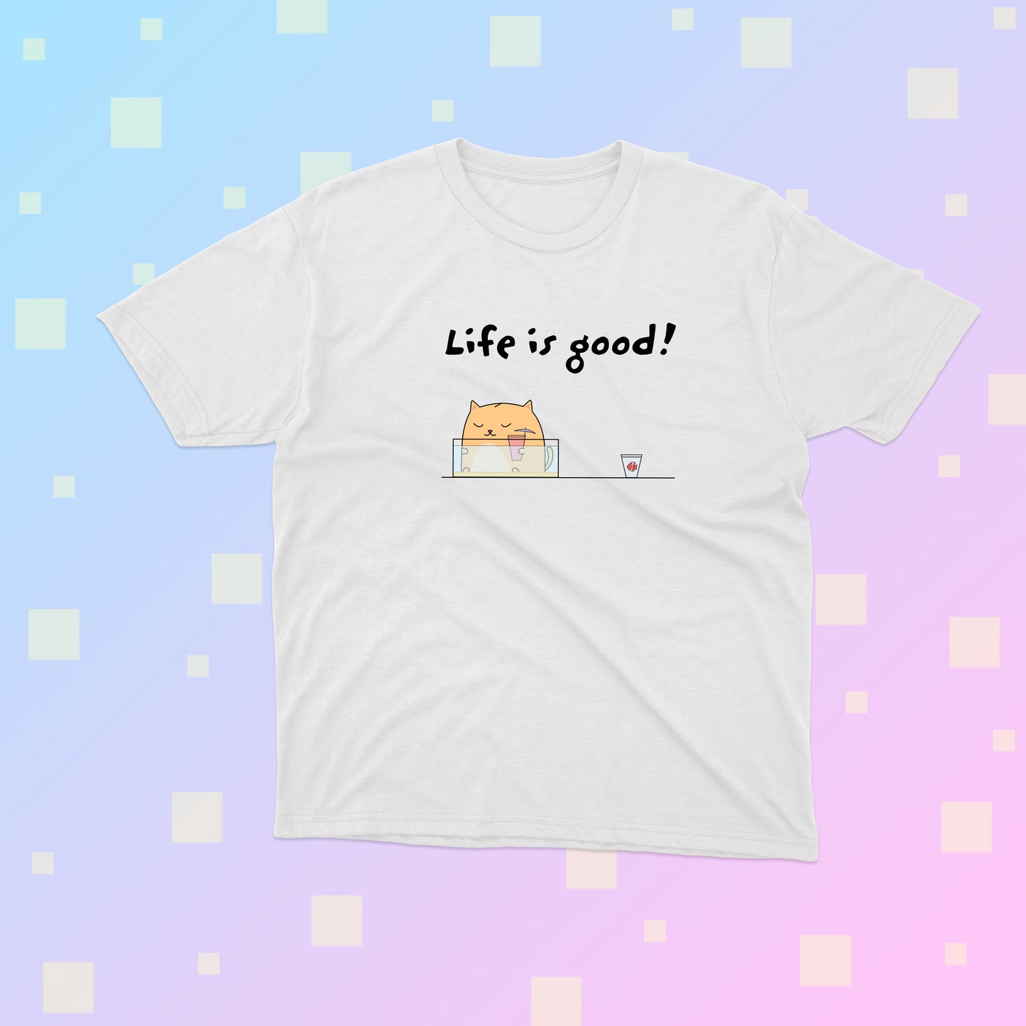 Life Is Good Funny Orange Cat Sitting In A Fish Tank Sipping A Cocktail Youth Tee