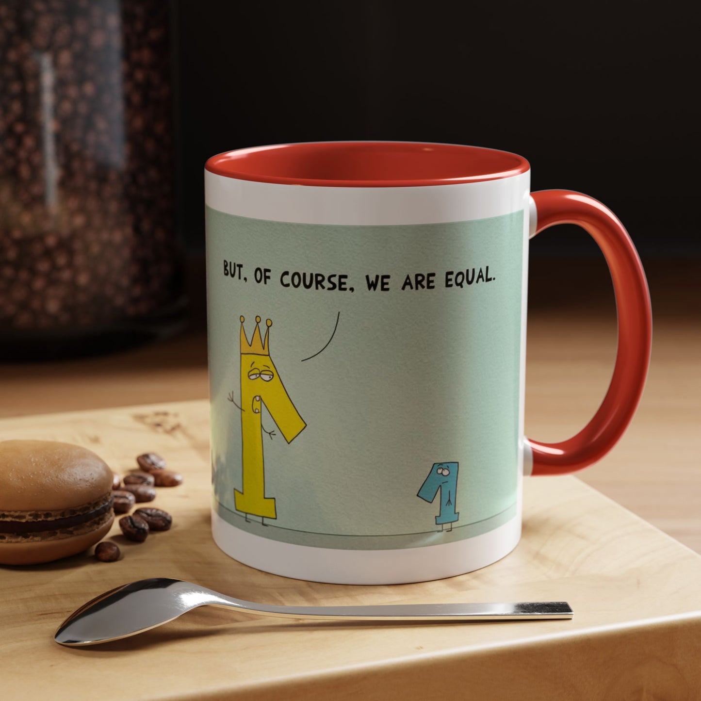 Pun Joke With Economics 101 In Wealth Distribution and Taxes cartoon Accent Coffee Mug 11oz