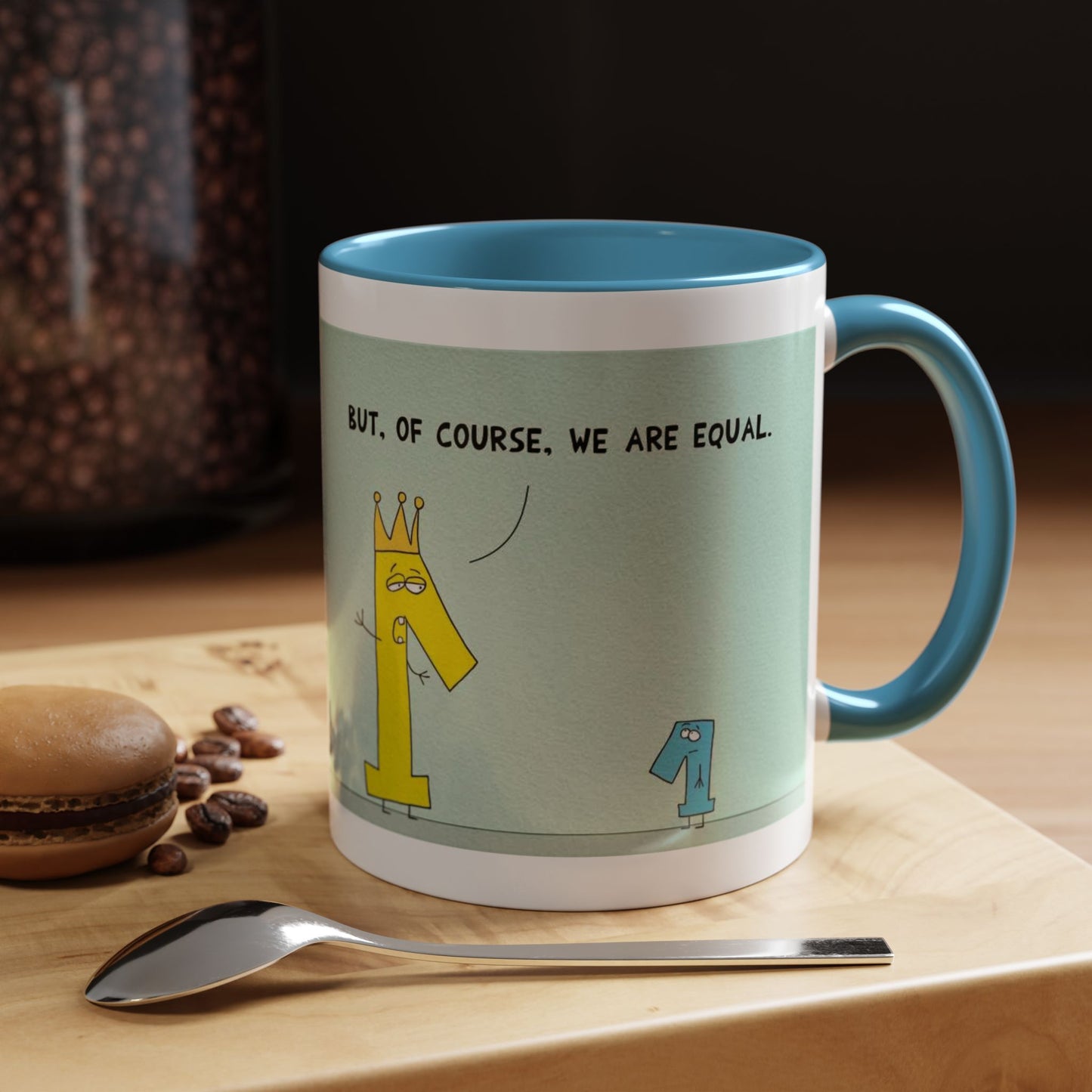 Pun Joke With Economics 101 In Wealth Distribution and Taxes cartoon Accent Coffee Mug 11oz