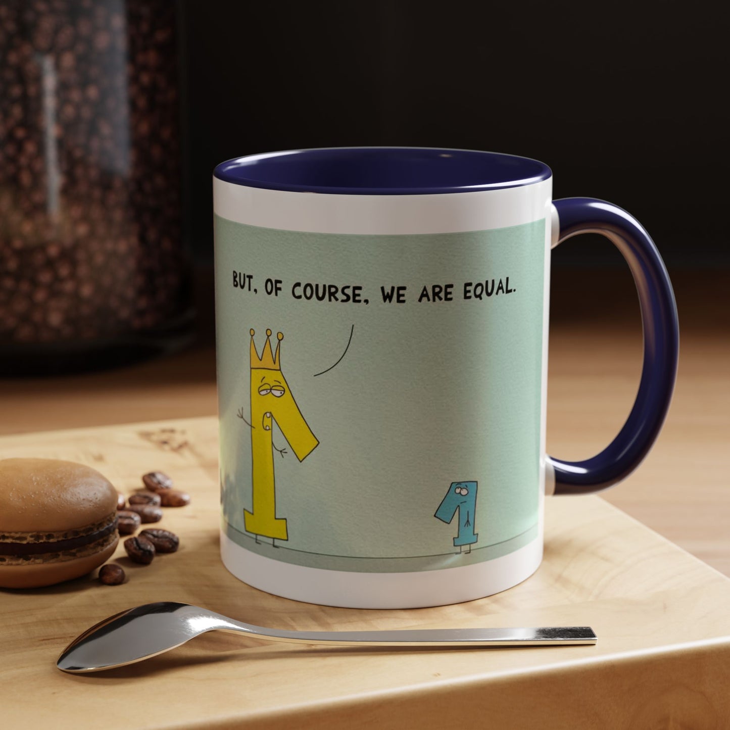 Pun Joke With Economics 101 In Wealth Distribution and Taxes cartoon Accent Coffee Mug 11oz