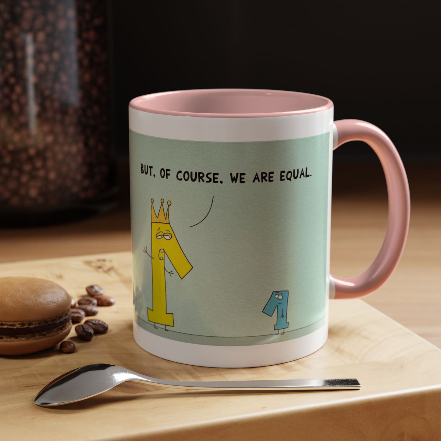 Pun Joke With Economics 101 In Wealth Distribution and Taxes cartoon Accent Coffee Mug 11oz