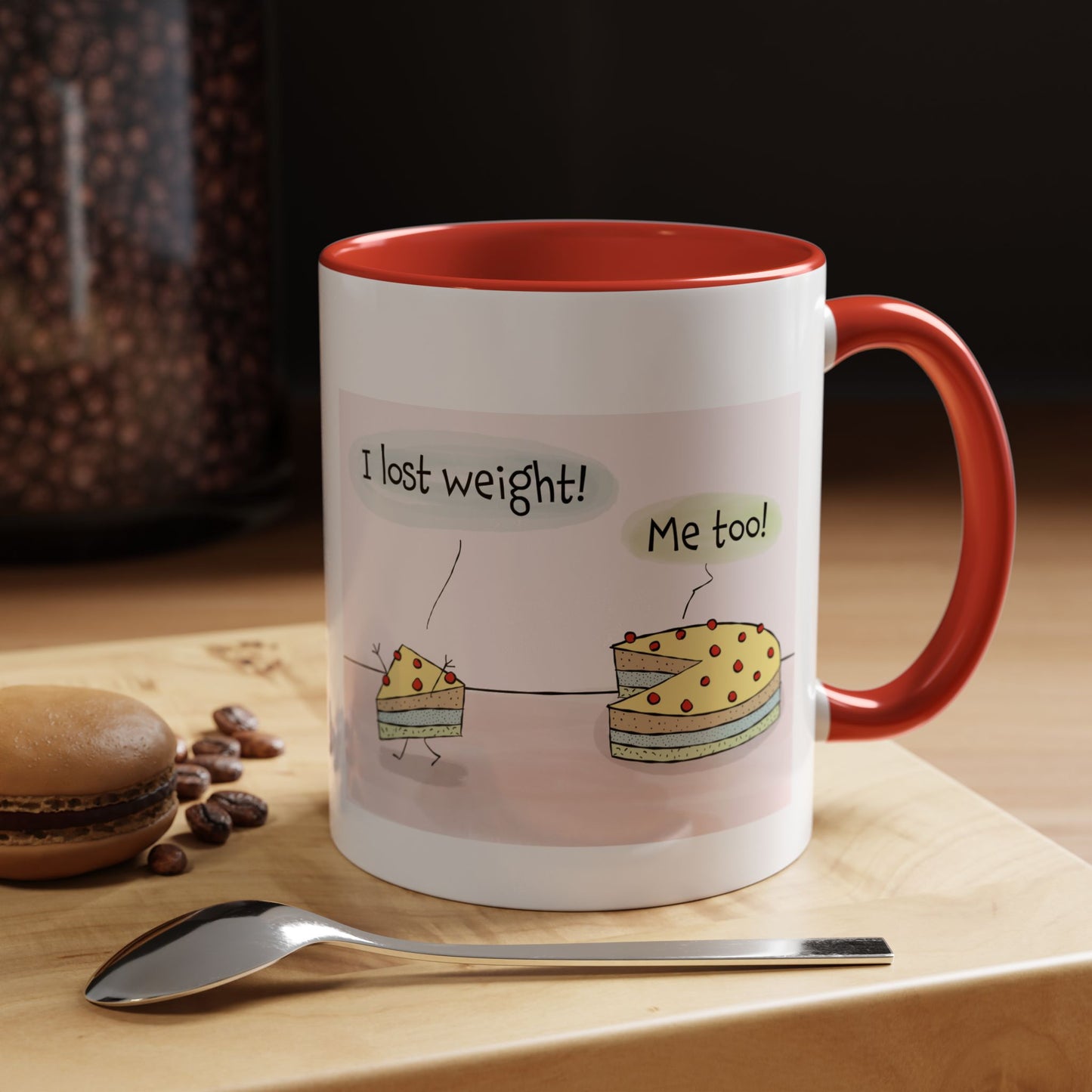 Funny Pun With Cartoon Cake Breakup And Losing Weight Accent Coffee Mug 11oz