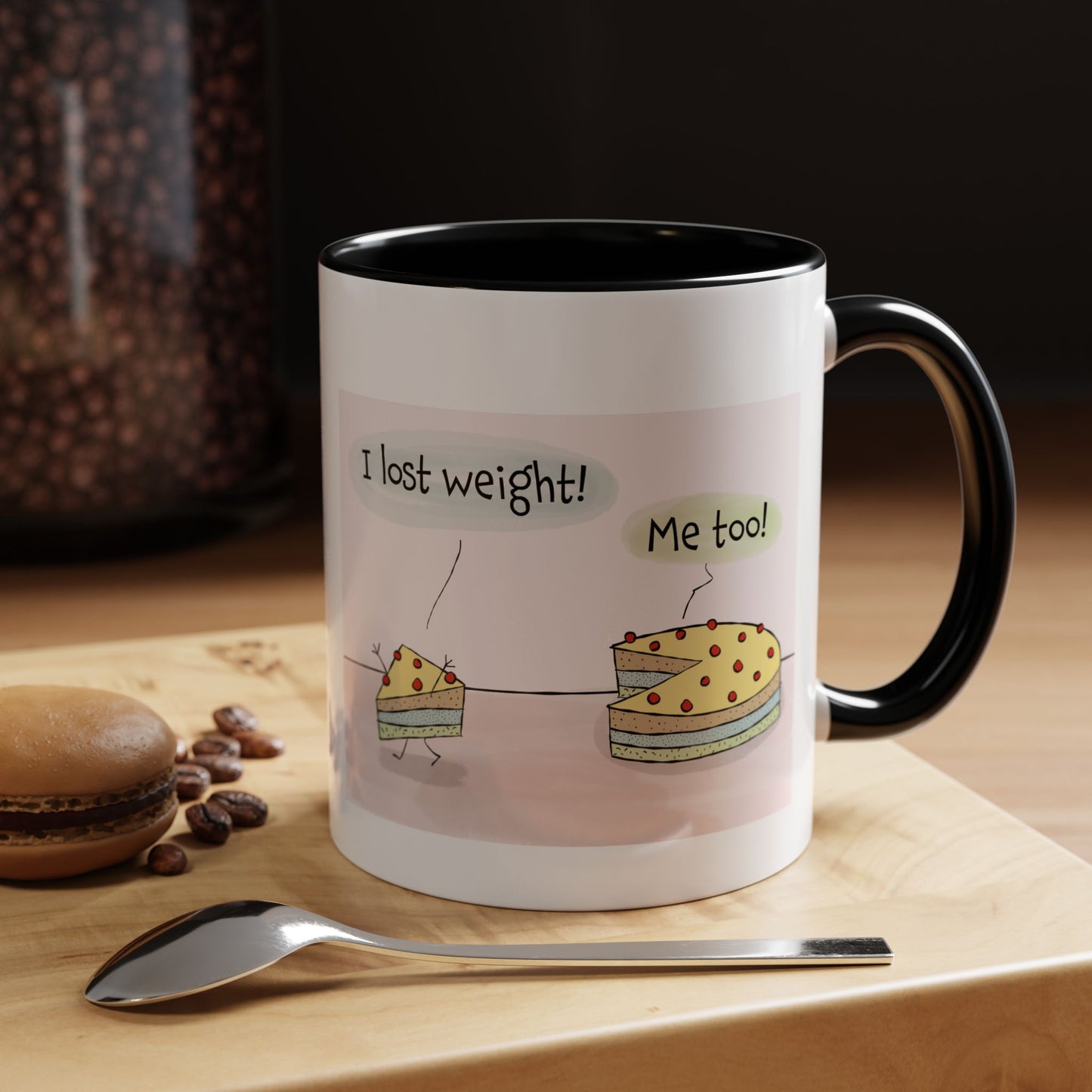 Funny Pun With Cartoon Cake Breakup And Losing Weight Accent Coffee Mug 11oz