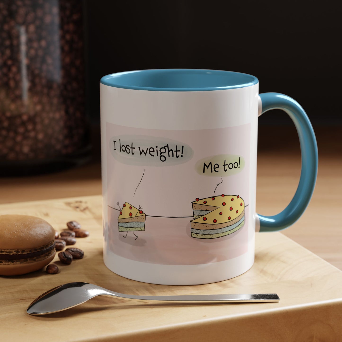 Funny Pun With Cartoon Cake Breakup And Losing Weight Accent Coffee Mug 11oz