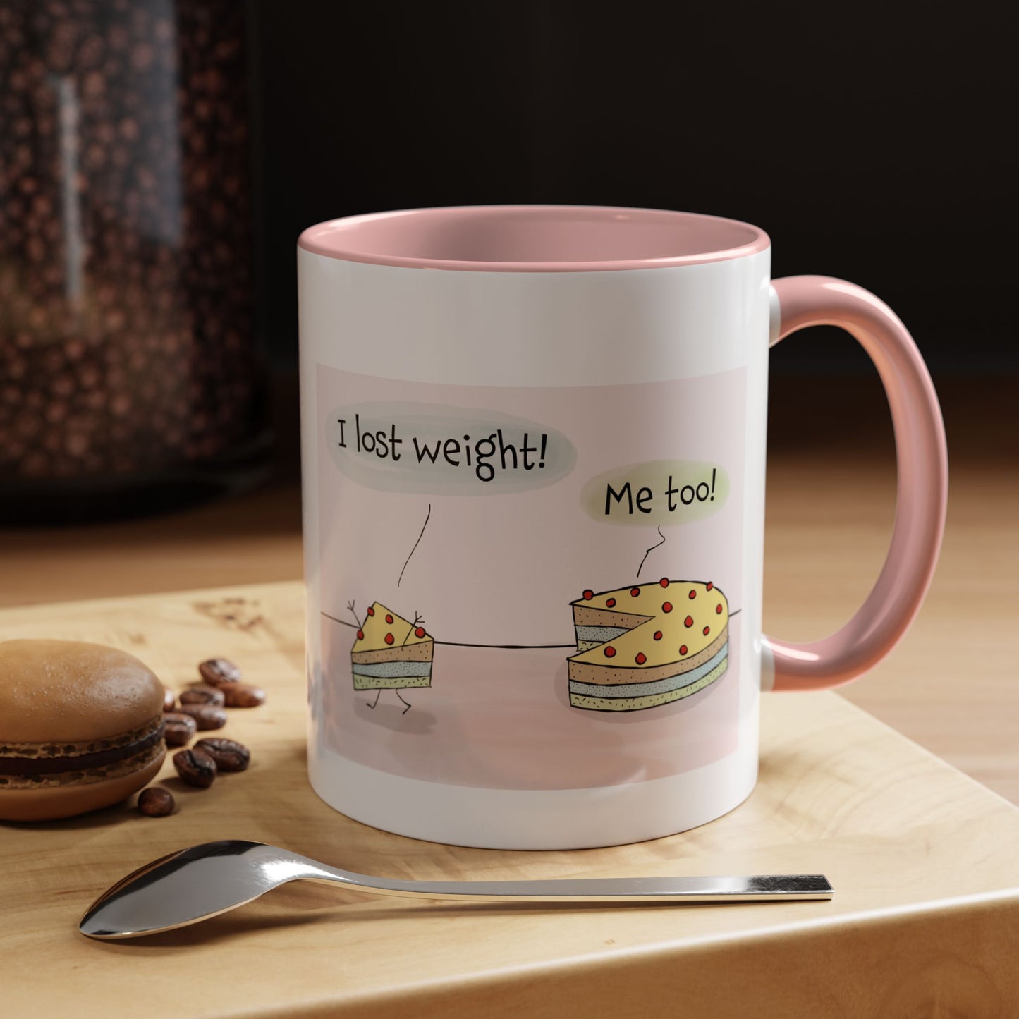 Funny Pun With Cartoon Cake Breakup And Losing Weight Accent Coffee Mug 11oz