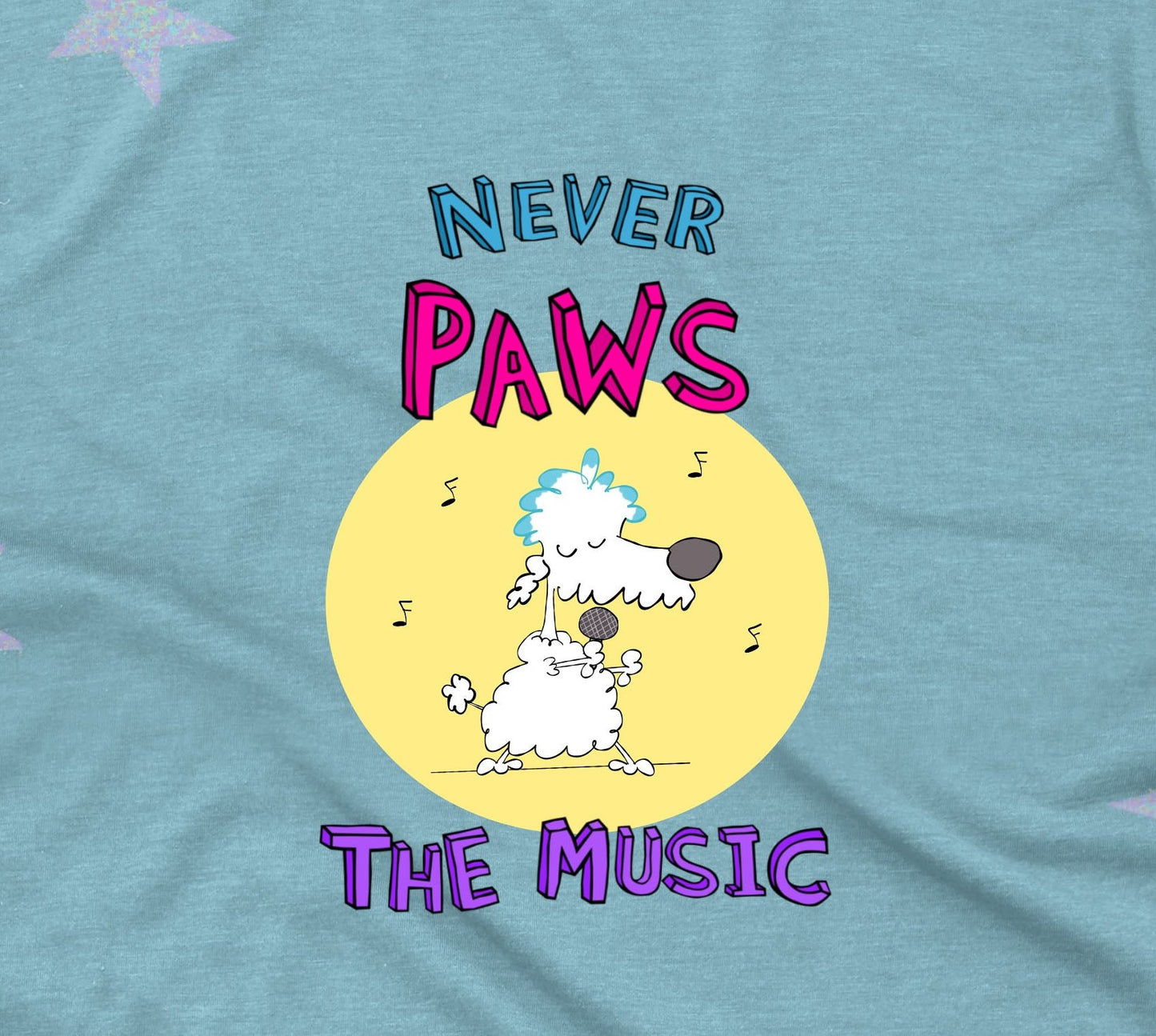 White Poodle Playing Rock Music On Stage With Red Converse Sneakers Tee For Pre-Teen And Teen Girls