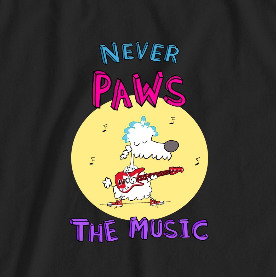 White Poodle Playing Rock Music On Stage With Red Converse Sneakers Tee For Pre-Teen And Teen Girls