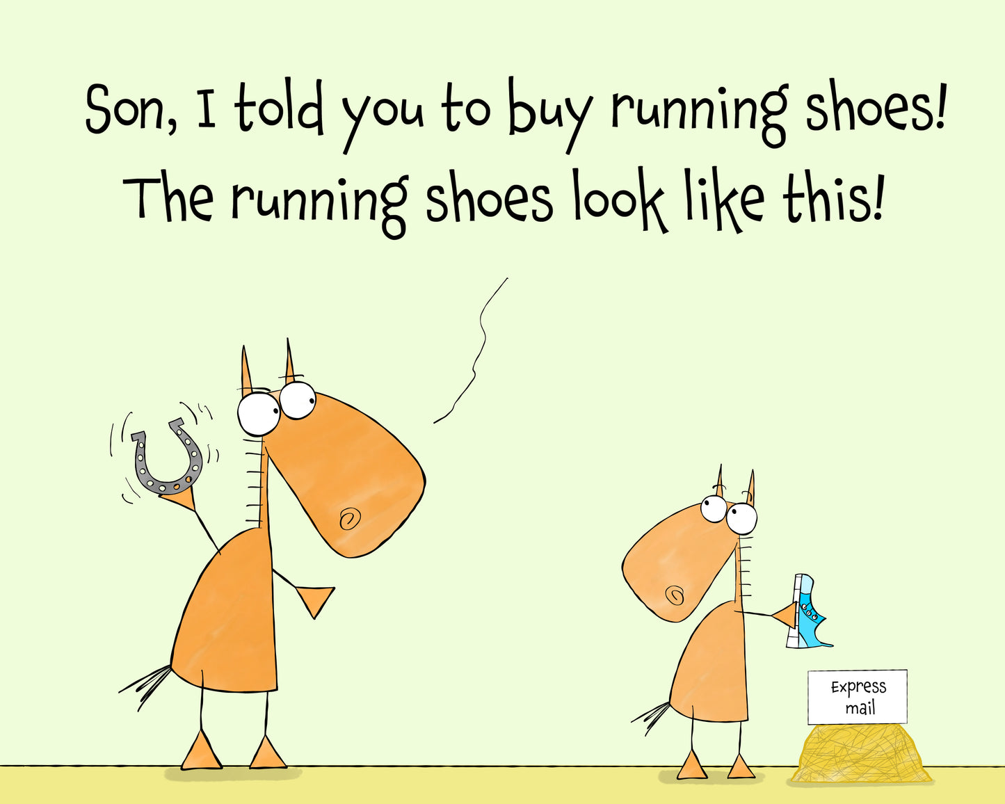 Pun With Dad And Son Horses Running Shoes And A Horseshoe Accent Coffee Mug 11oz