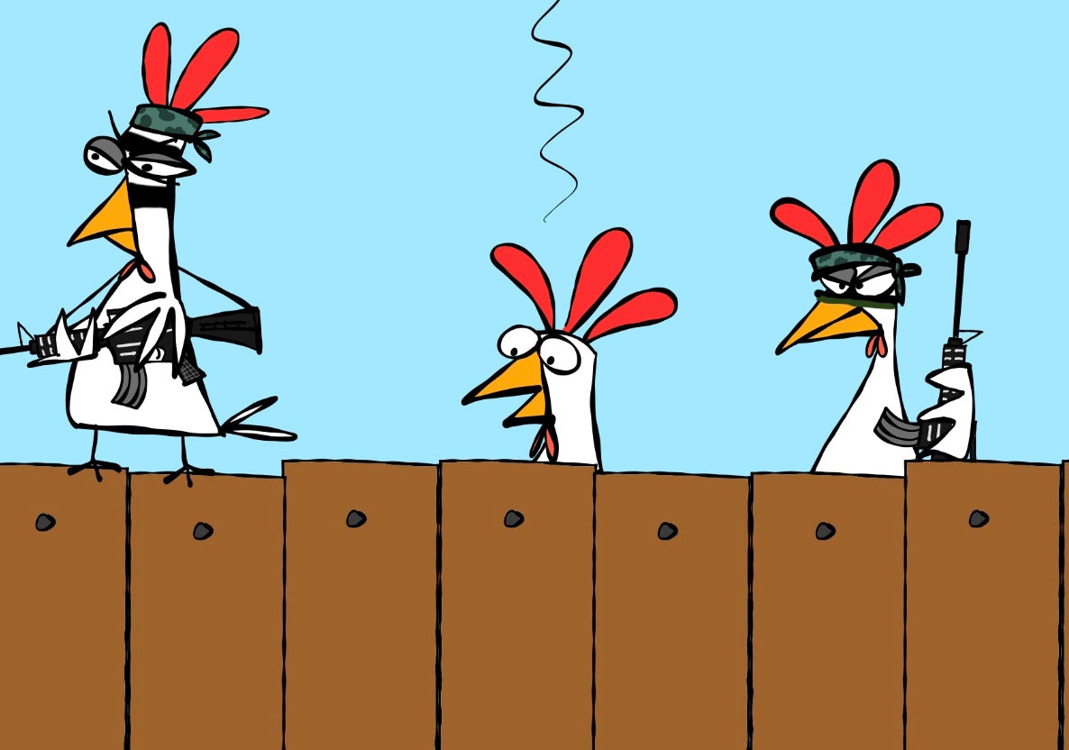 Hostile Corporate Takeover By The Militant Roosters Business Under A New Management cartoon print