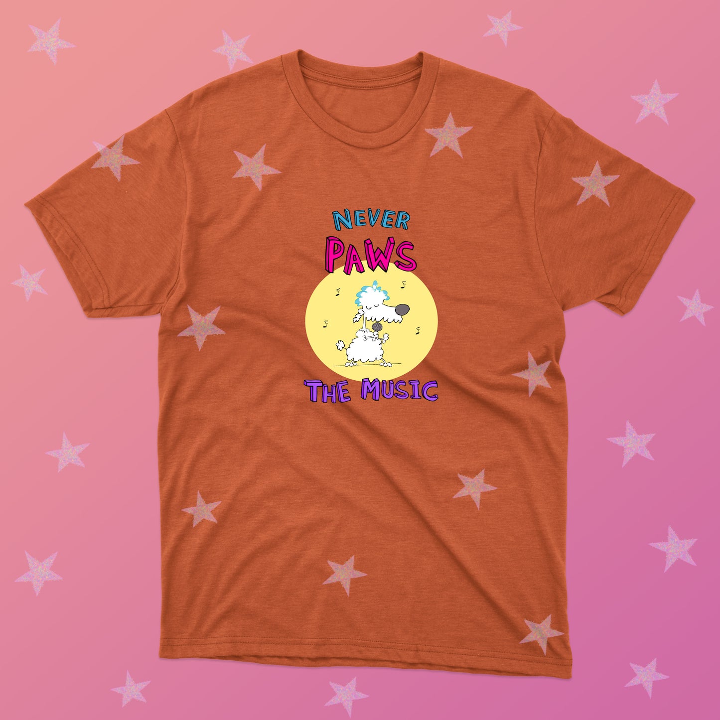 White Poodle Playing Rock Music On Stage With Red Converse Sneakers Tee For Pre-Teen And Teen Girls