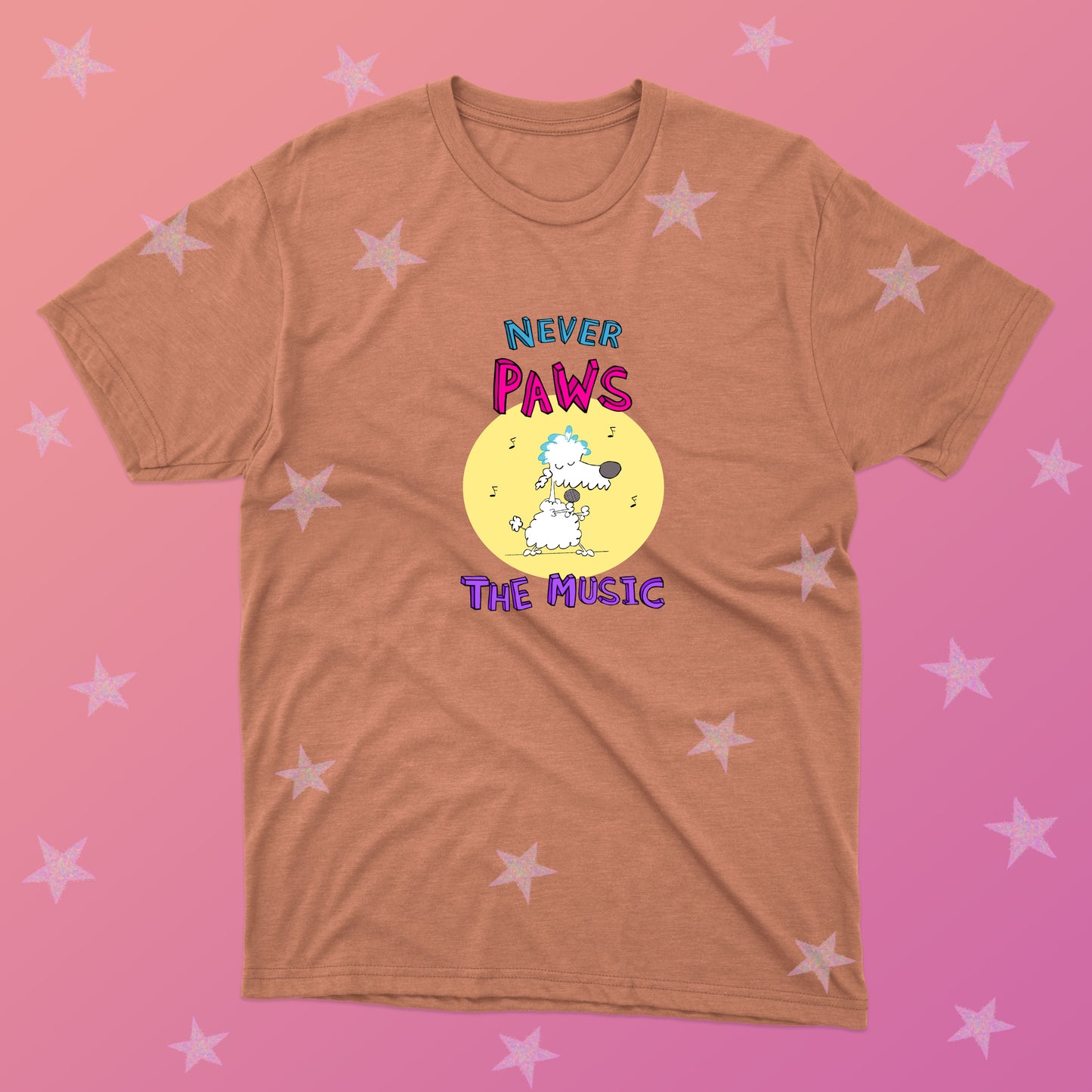 White Poodle Playing Rock Music On Stage With Red Converse Sneakers Tee For Pre-Teen And Teen Girls