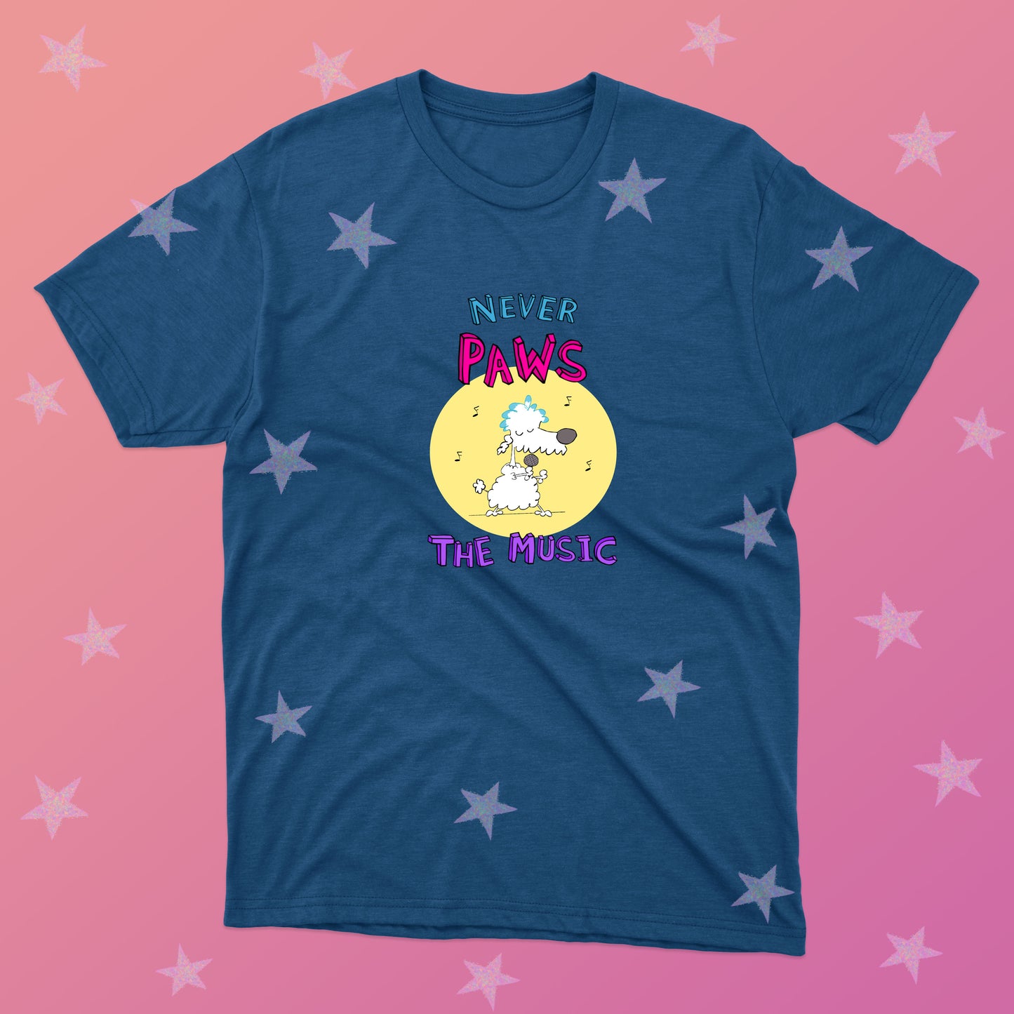 White Poodle Playing Rock Music On Stage With Red Converse Sneakers Tee For Pre-Teen And Teen Girls