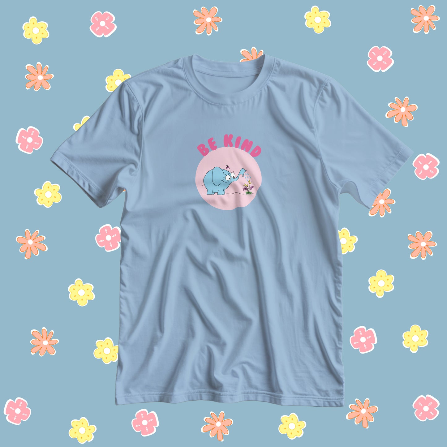 Elephant Watering Beautiful Flowers Be Kind Heavyweight Unisex Crewneck T-shirt | Gildan® 5000