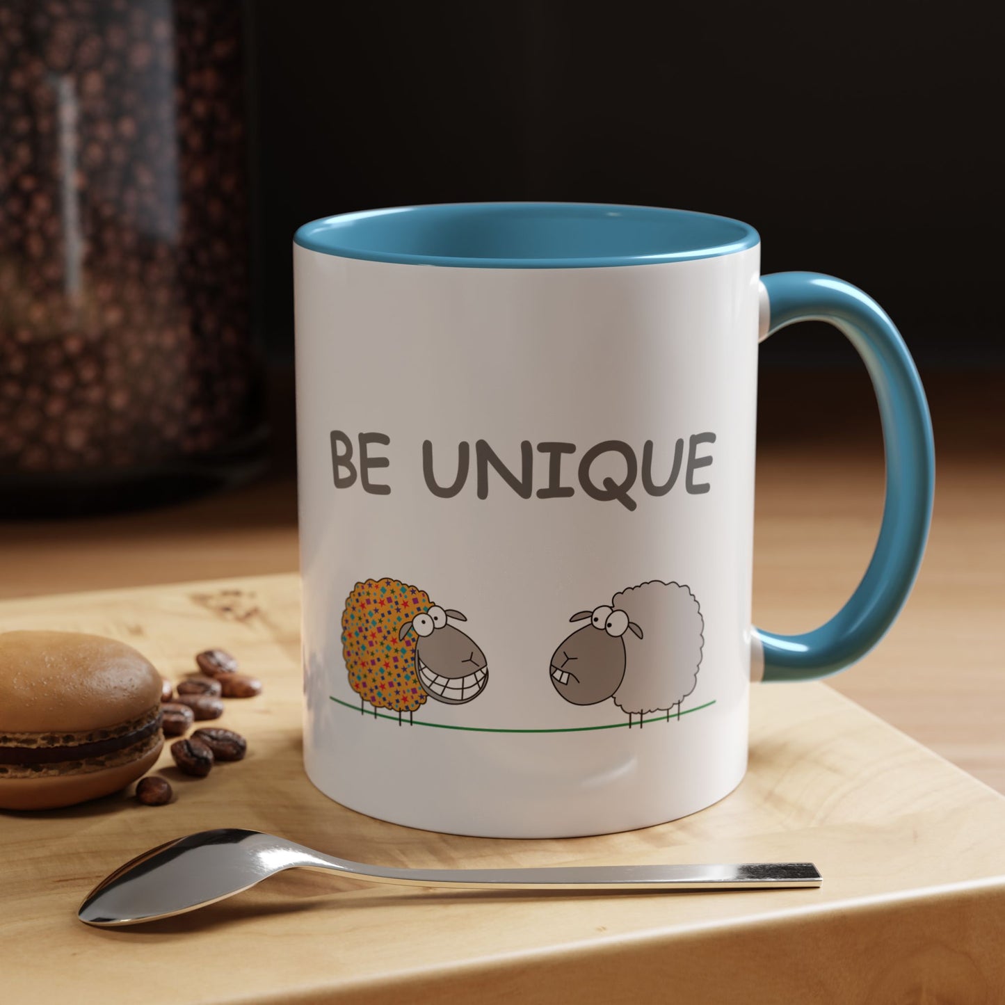 Mug With Cute Sheep Art And Be Unique Optimistic Message For Positive Children Two-Tone Mug 11-15oz