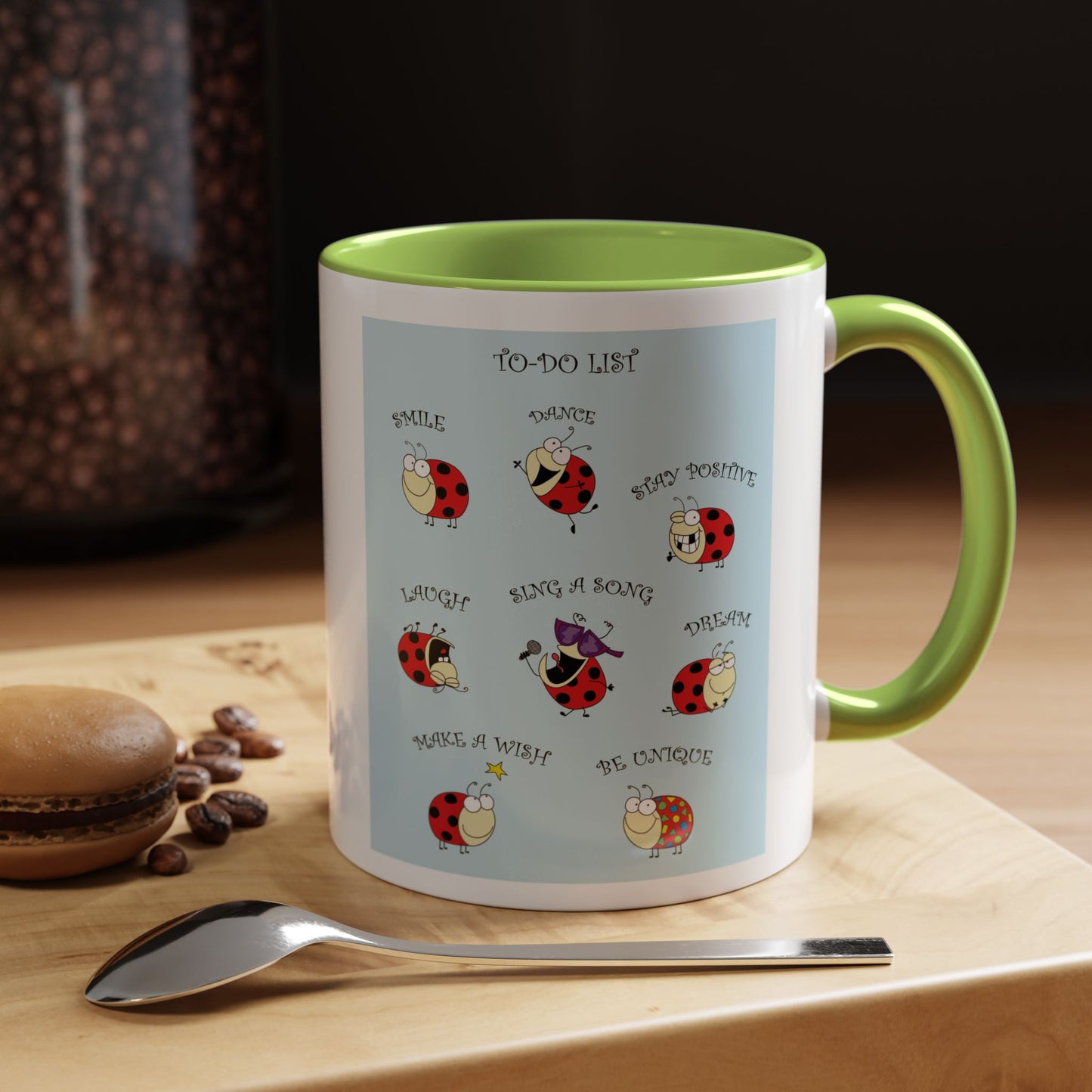 Mug  With Funny Ladybug And To-Do List And Positive Messages Accent Coffee Mug 11 and 15oz