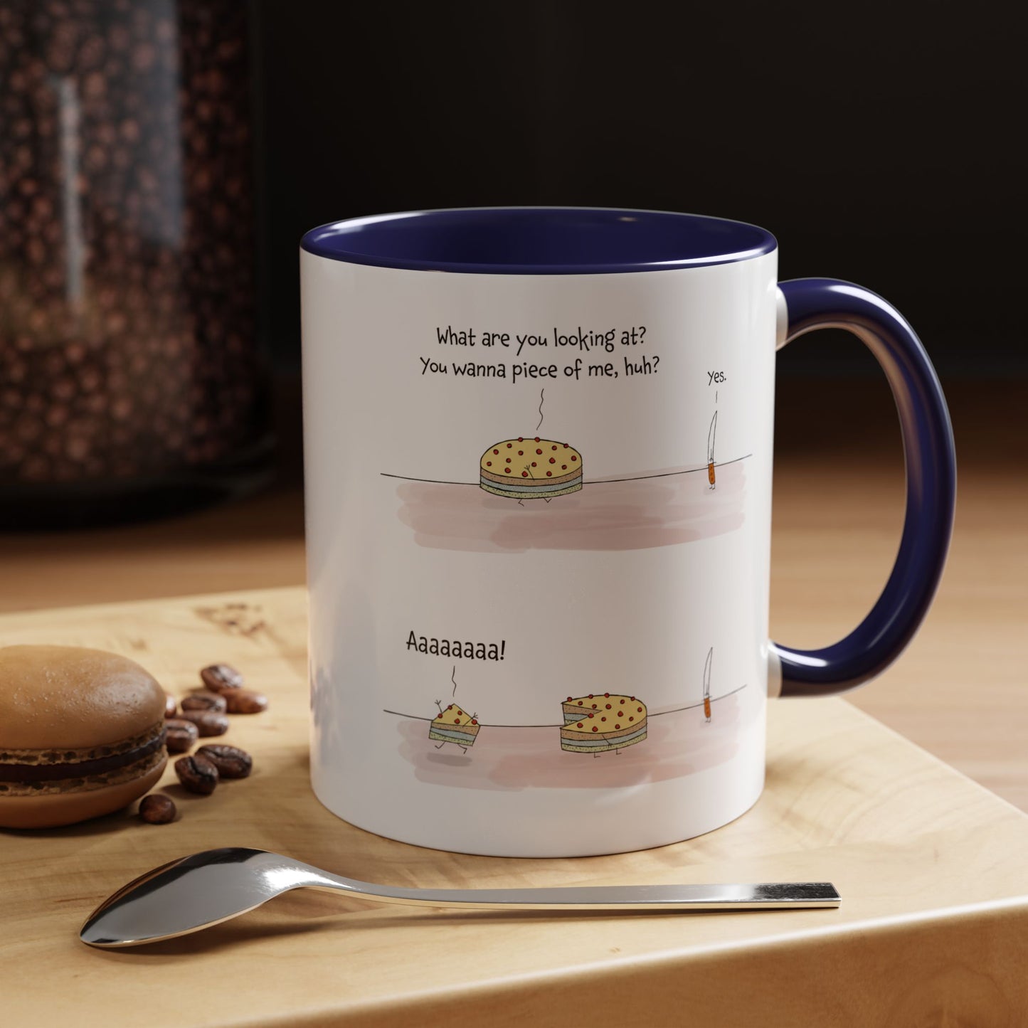 Funny Pun with A Cake A Knife And The Piece Of Cake Accent Coffee Mug 11oz