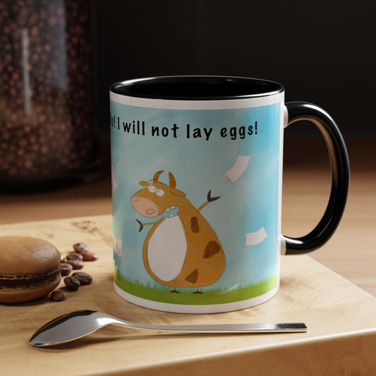 Funny Cow Laying Eggs Accent Coffee Mug 11oz and 15oz