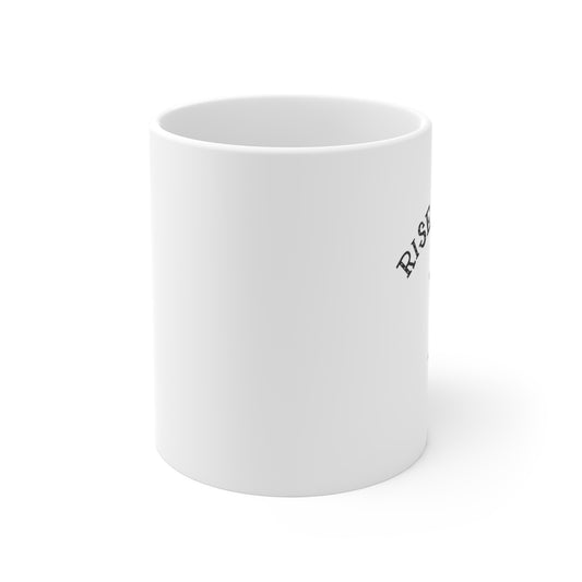 White Ceramic Mug With A Funny Cartoon Robot Holding A Coffee Mug 11oz
