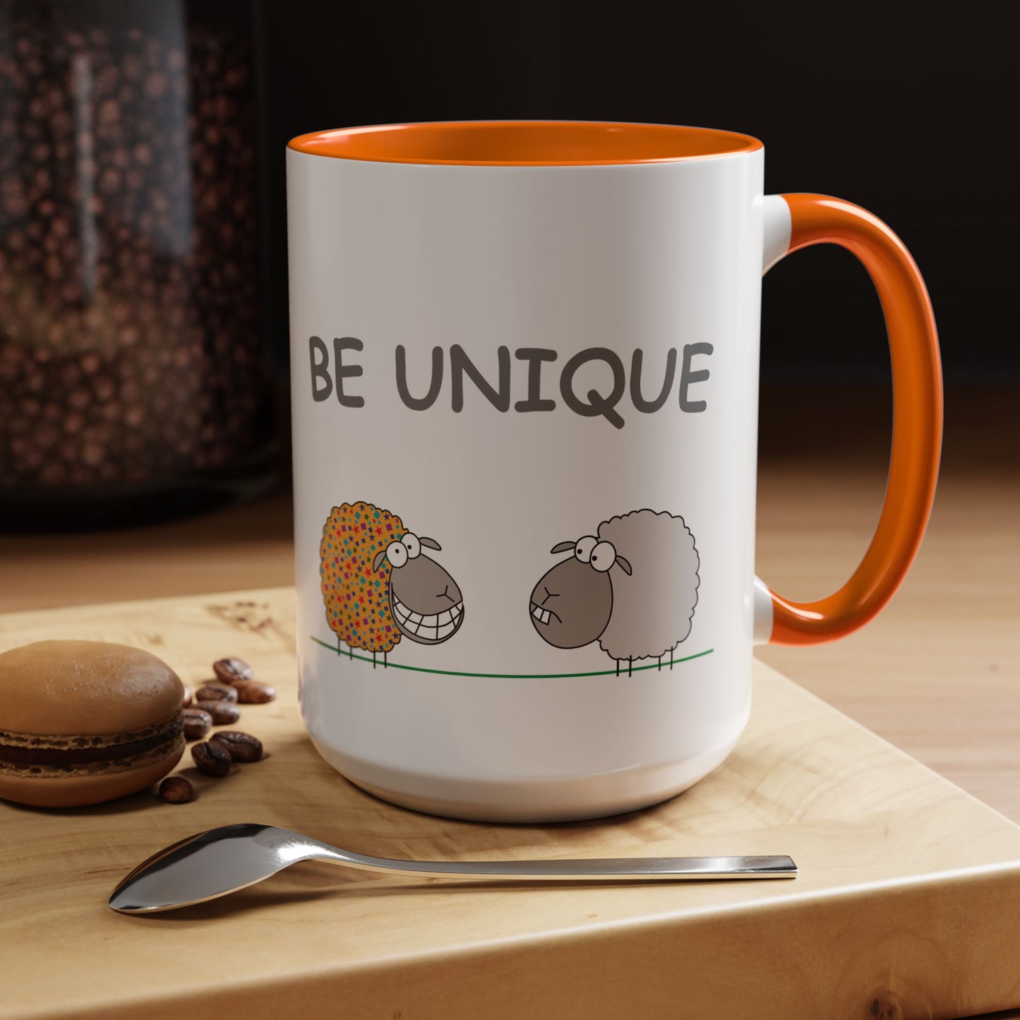 Mug With Cute Sheep Art And Be Unique Optimistic Message For Positive Children Two-Tone Mug 11-15oz