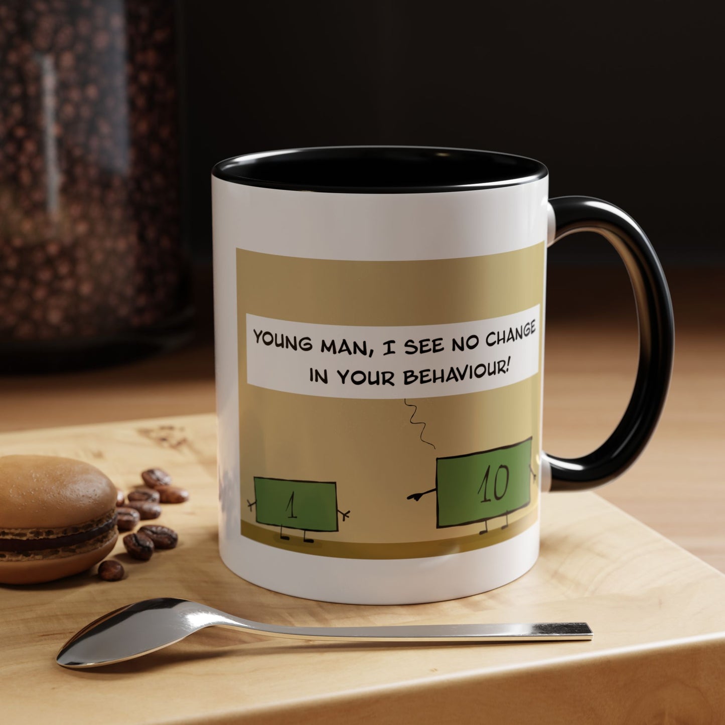 Funny Pun About Parenting With Angry Parent Banknote And Bad Child Banknote Accent Coffee Mug 11oz