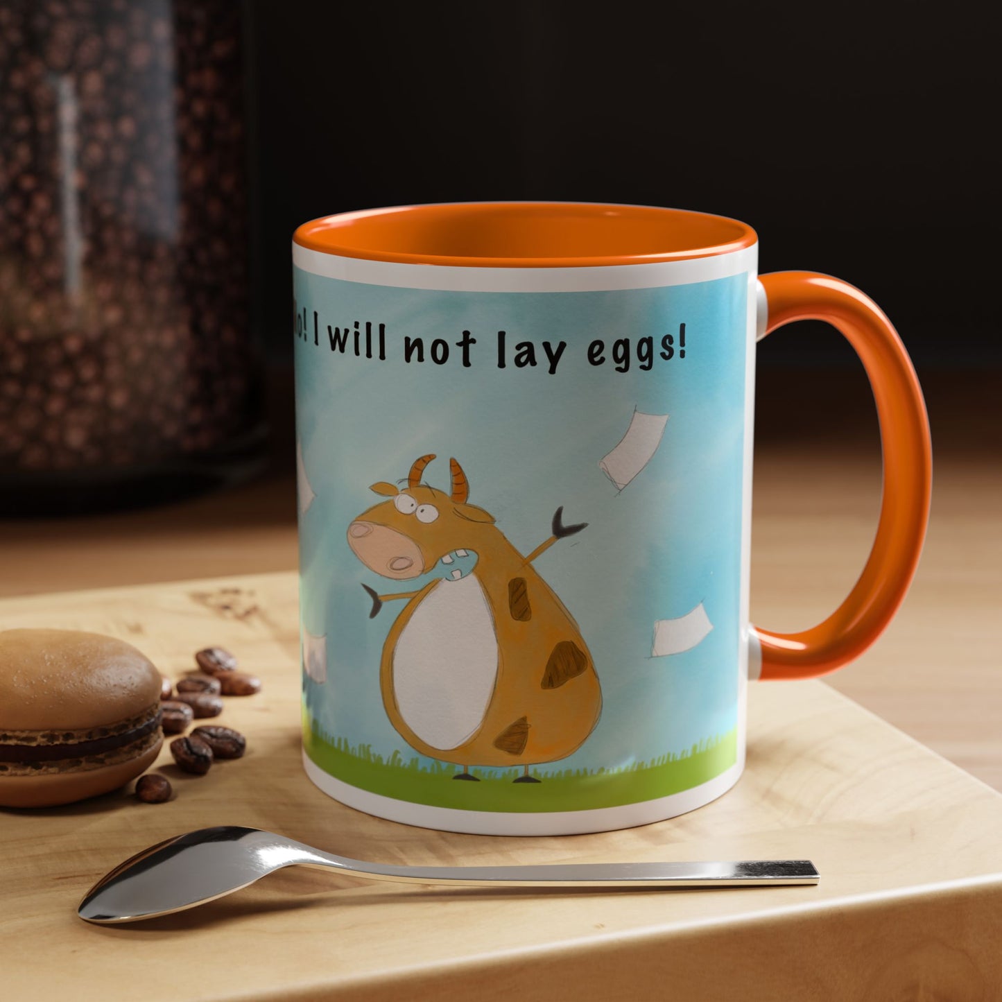 Funny Cow Laying Eggs Accent Coffee Mug 11oz and 15oz