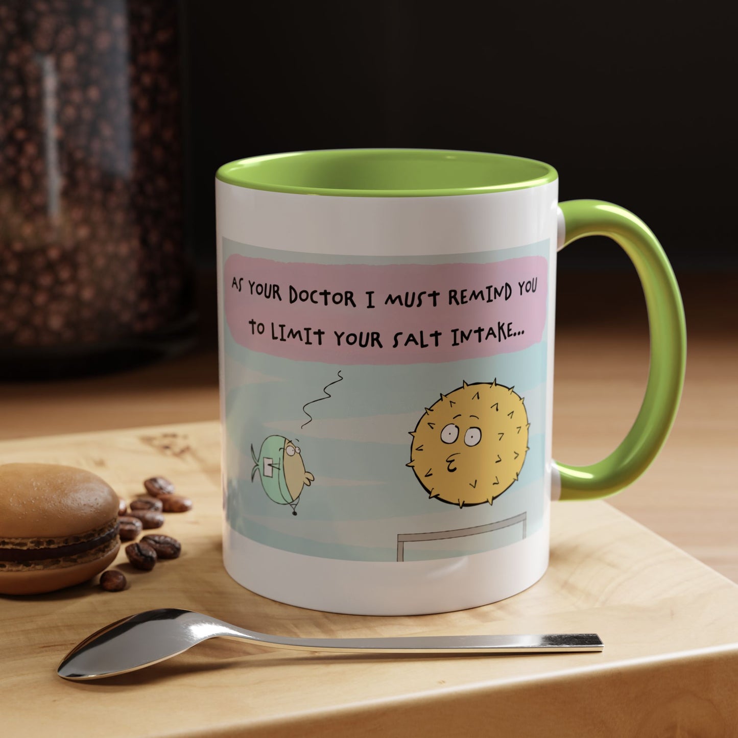 Funny Health Reminder Coffee Mug, Humorous Gift for Doctors, Cute Mug for Salt Lovers, Kitchen Humor, Quirky Coffee Cup