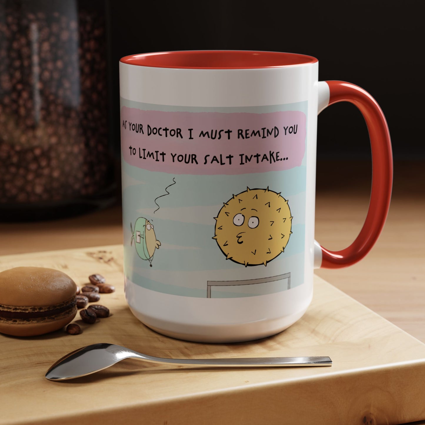 Funny Health Reminder Coffee Mug, Humorous Gift for Doctors, Cute Mug for Salt Lovers, Kitchen Humor, Quirky Coffee Cup
