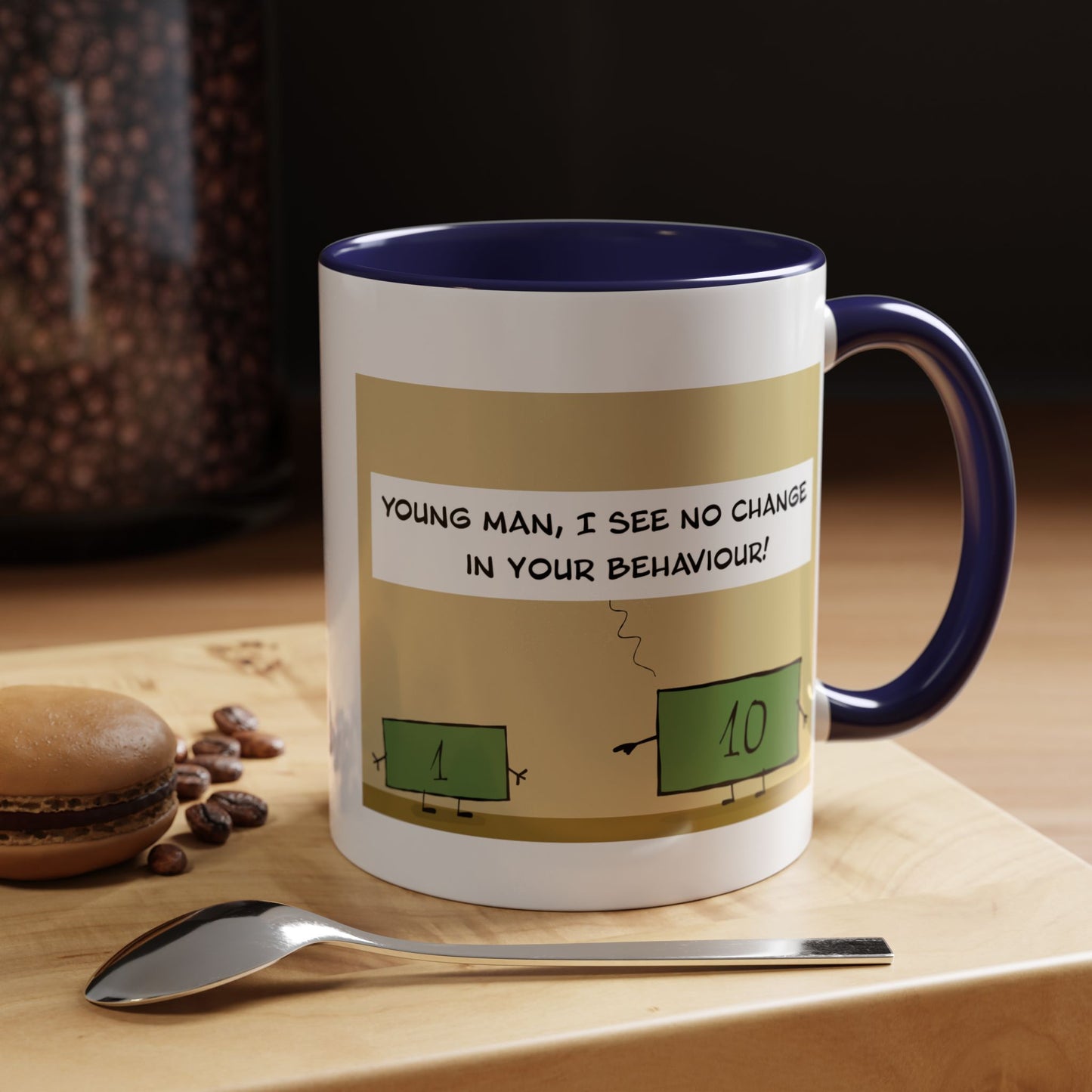 Funny Pun About Parenting With Angry Parent Banknote And Bad Child Banknote Accent Coffee Mug 11oz