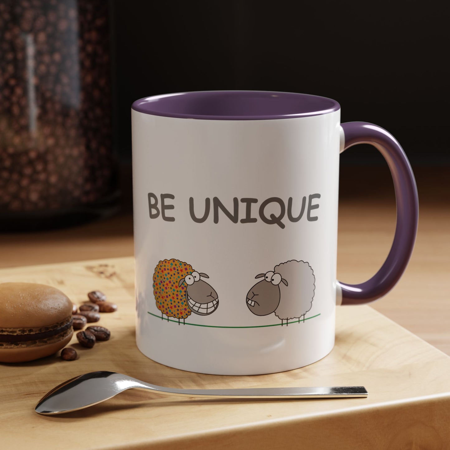 Mug With Cute Sheep Art And Be Unique Optimistic Message For Positive Children Two-Tone Mug 11-15oz