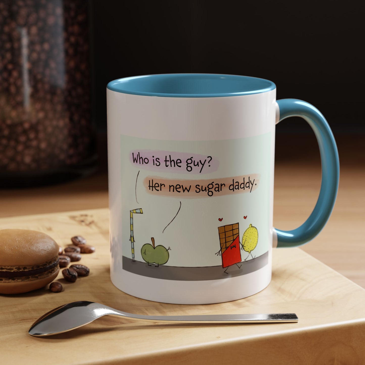 Pun With the Chocolate Sugar Daddy And The Lemon Girlfriend Accent Coffee Mug 11oz