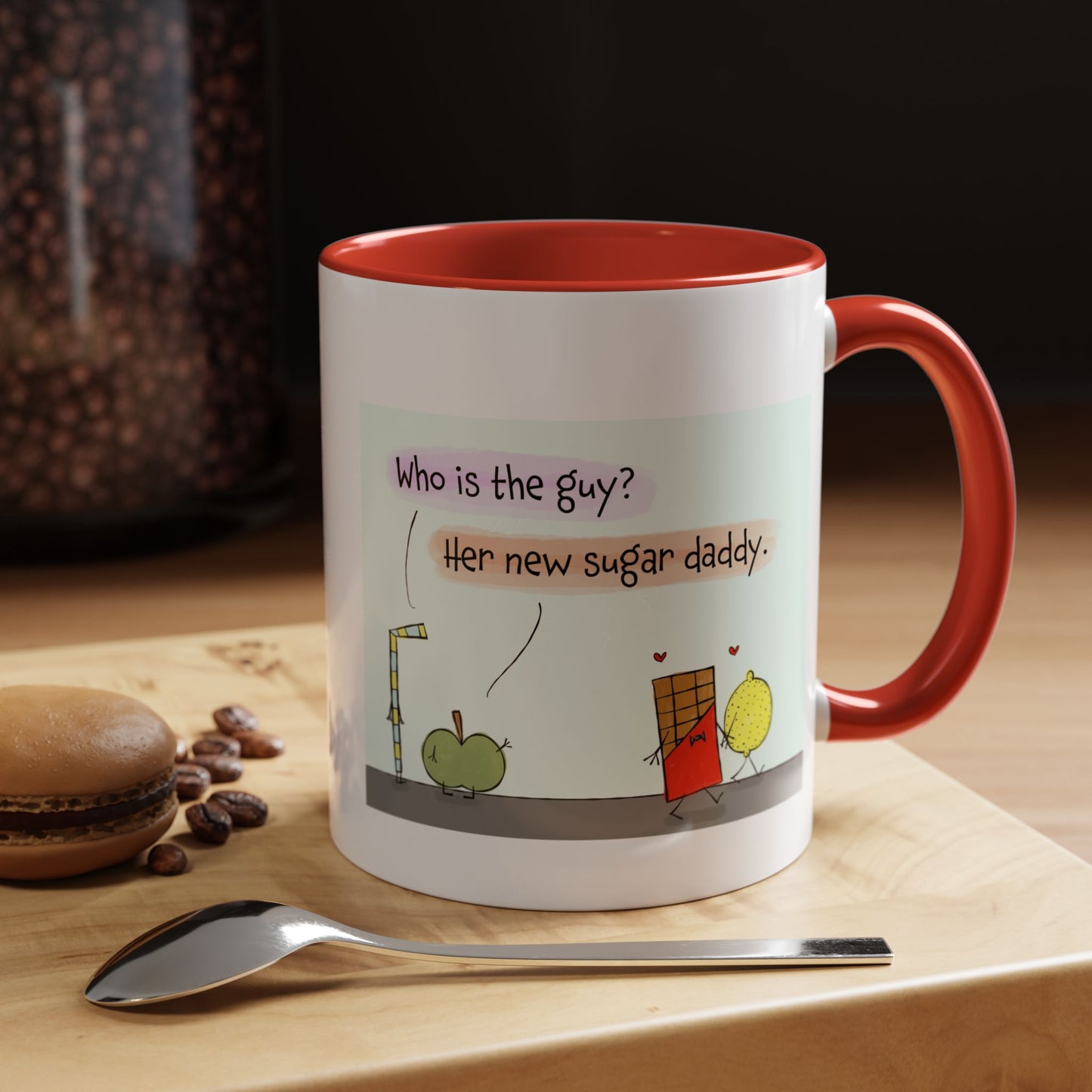 Pun With the Chocolate Sugar Daddy And The Lemon Girlfriend Accent Coffee Mug 11oz