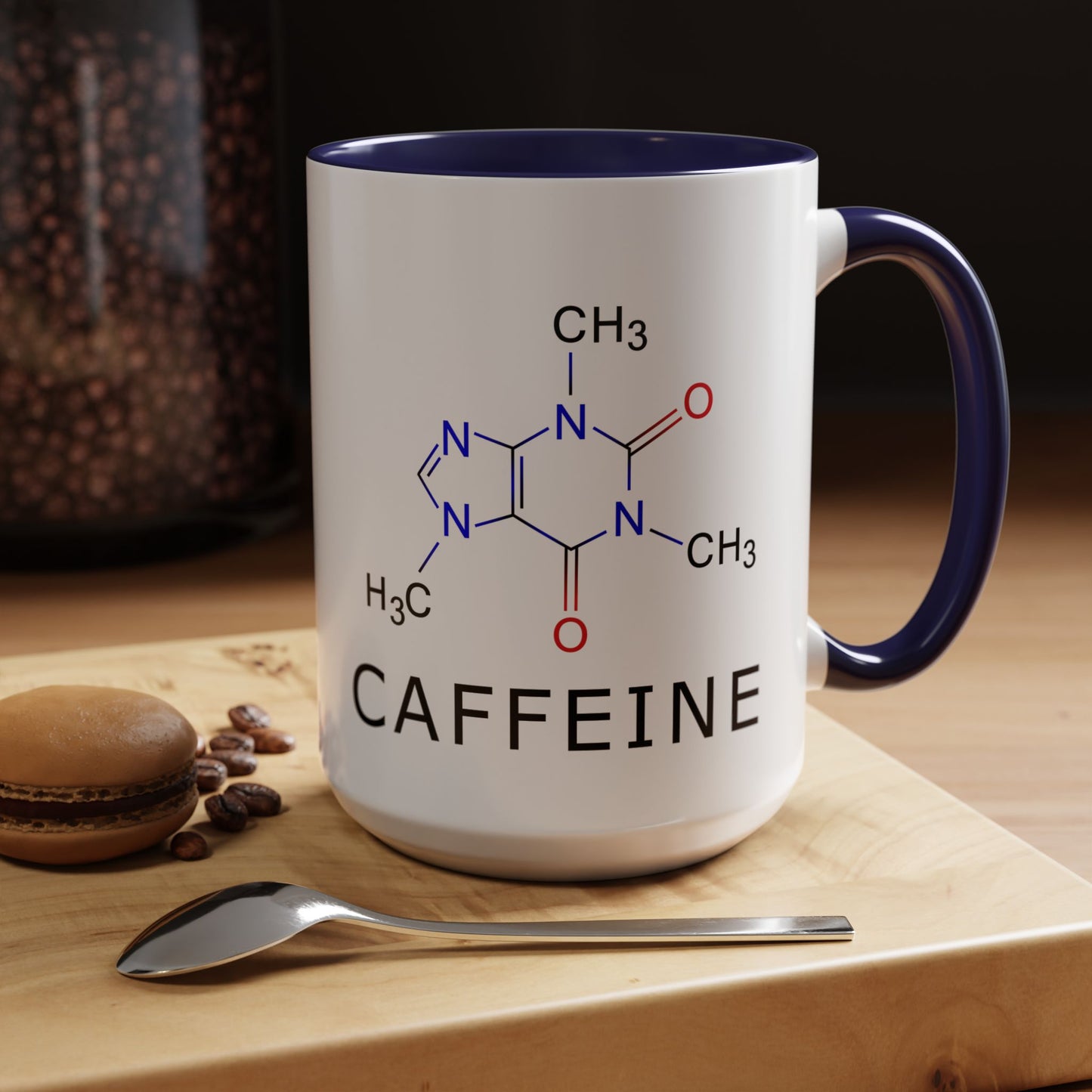 Caffeine! Caffeine! Caffeine Molecular Formula Black and White For Science Lover Accent Coffee Mug 11oz, 15oz