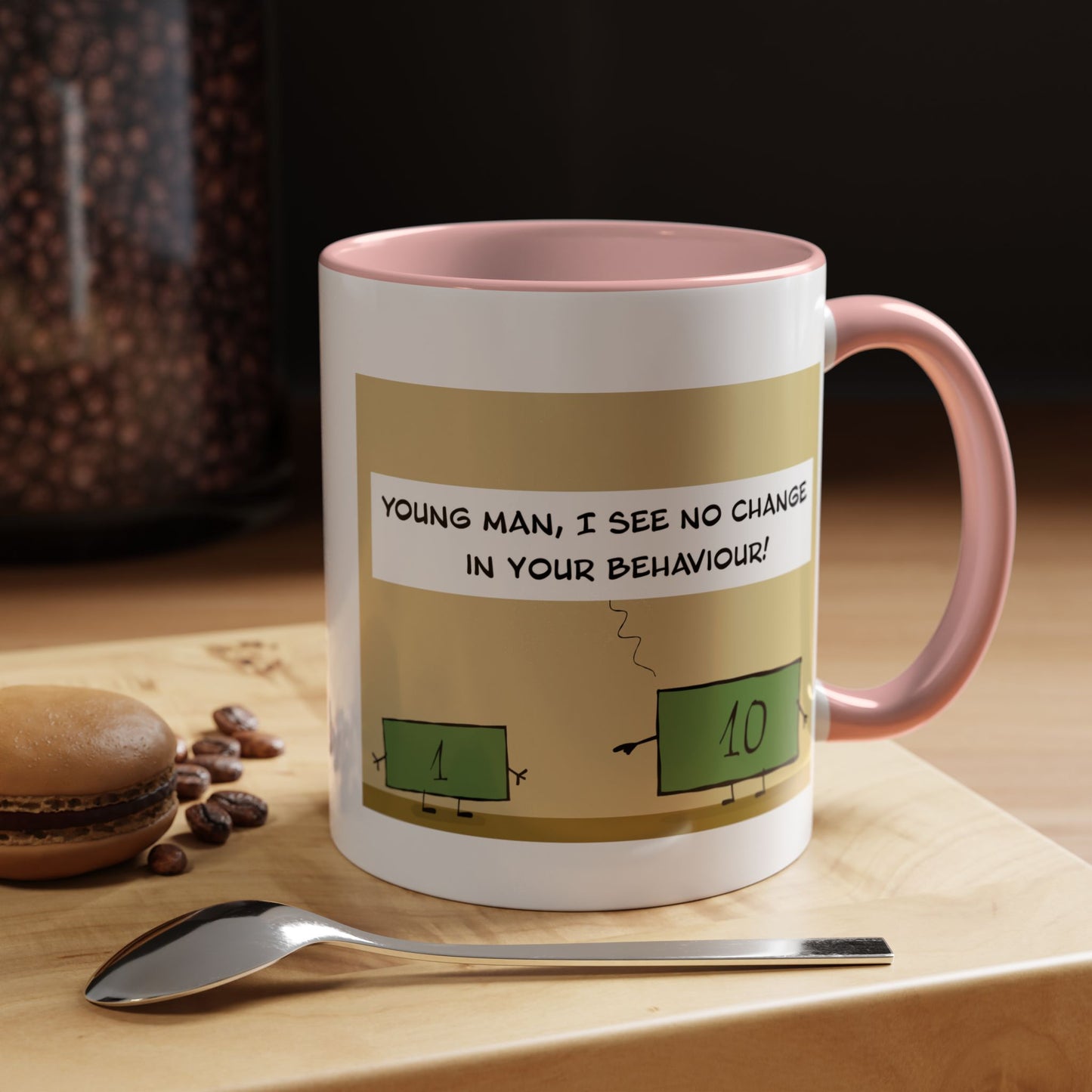 Funny Pun About Parenting With Angry Parent Banknote And Bad Child Banknote Accent Coffee Mug 11oz