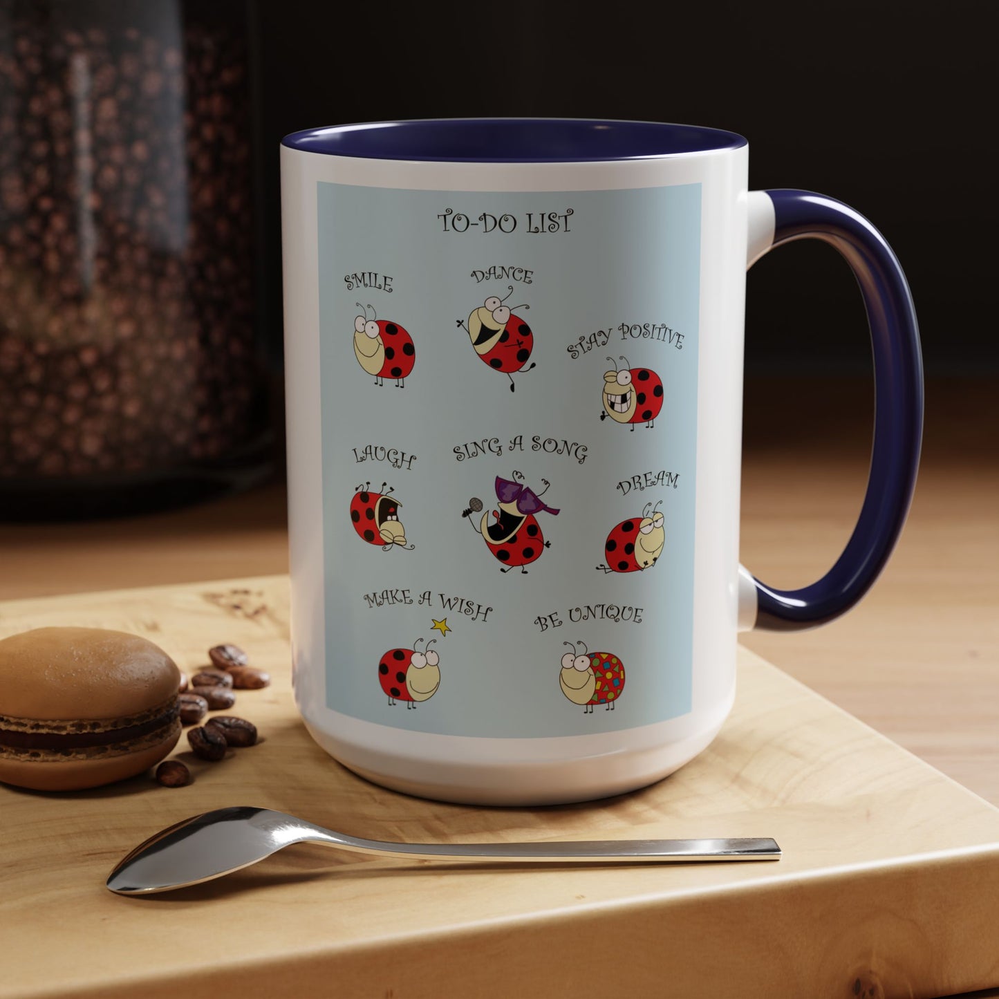 Mug  With Funny Ladybug And To-Do List And Positive Messages Accent Coffee Mug 11 and 15oz