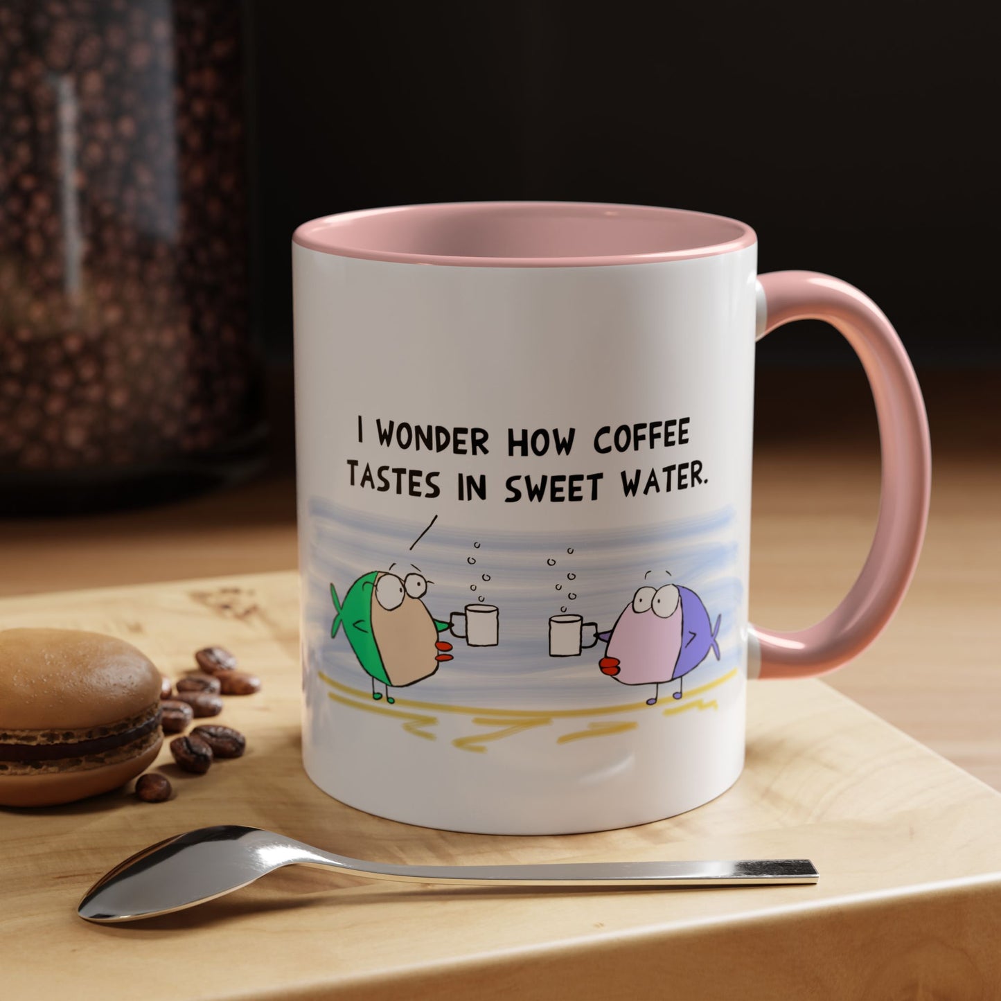 Funny Fish Drinking Coffee In The Ocean Talking About The Coffee Taste Coffee Mug (11, 15oz)